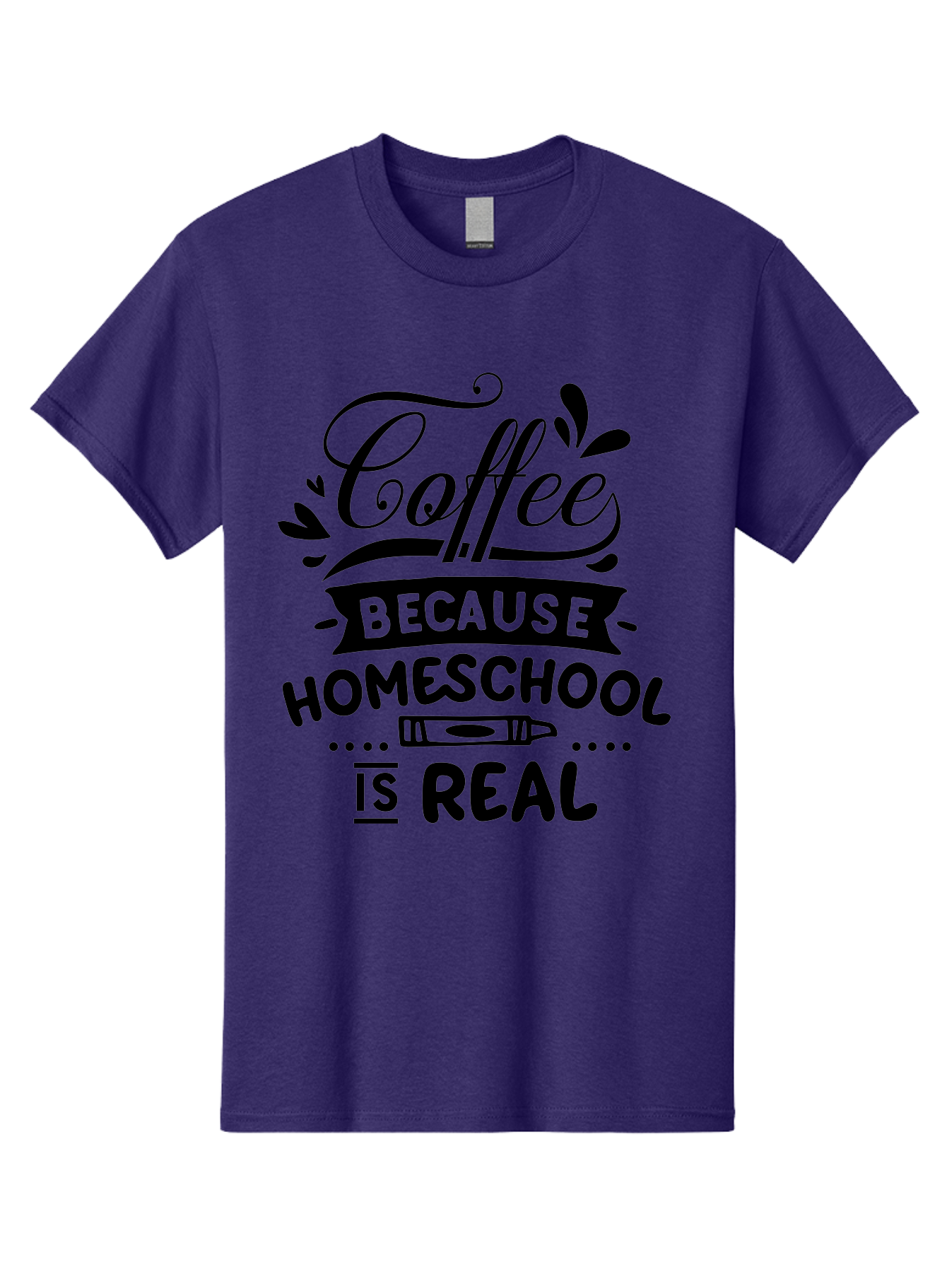 Coffee-Because-Homeschool-Is-Real Men'S Graphic Tee, 100% Cotton, Comfortable Casual Summer Wear, Machine Washable, Homeschooling Humor, Coffee Humor, Funny Quote, Homeschool Mom Quote, Coffee Lover Gift, Teacher Gift, Classroom Humor, Aab325 15