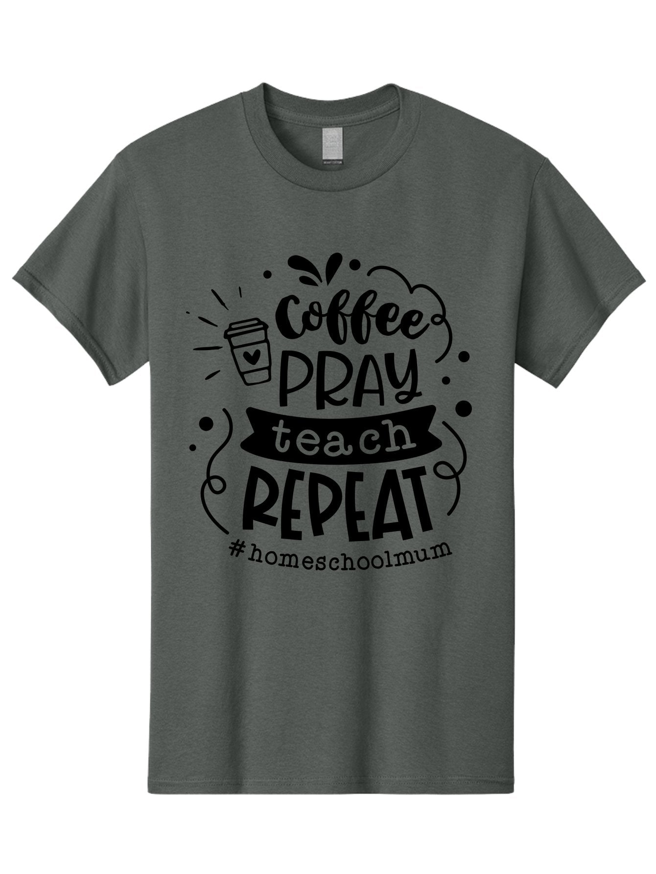 Coffee-Pray-Teach-Repeat-2 Men'S Graphic Tee, 100% Cotton, Comfortable Casual Summer Wear, Machine Washable, Homeschool Mom, Inspirational Quote, Coffee Lover, Teaching Quote, Homeschooling, Parenting, Motivational Phrase, Coffee Cup Aab327 7