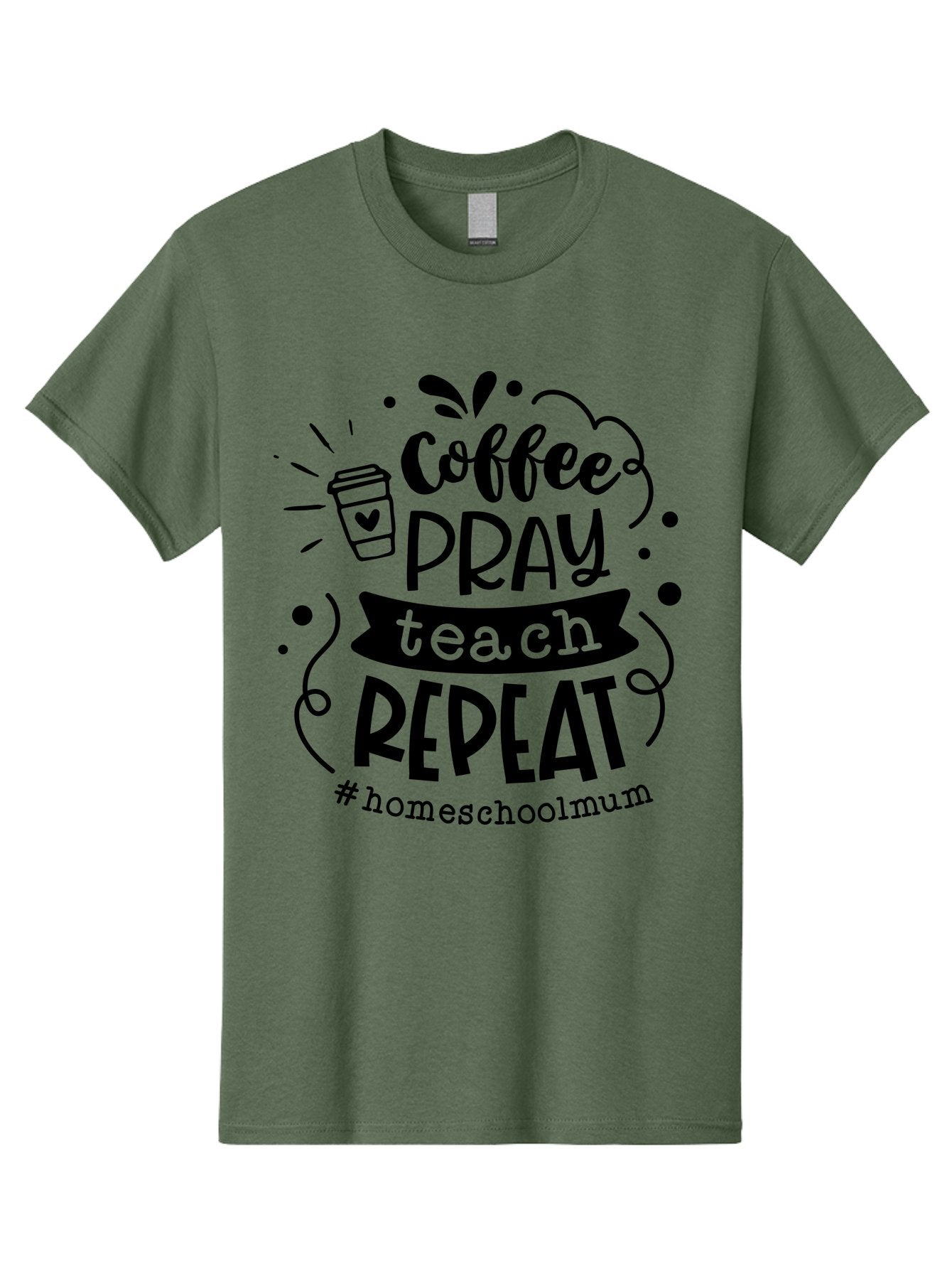 Coffee-Pray-Teach-Repeat-2 Men'S Graphic Tee, 100% Cotton, Comfortable Casual Summer Wear, Machine Washable, Homeschool Mom, Inspirational Quote, Coffee Lover, Teaching Quote, Homeschooling, Parenting, Motivational Phrase, Coffee Cup Aab327 5