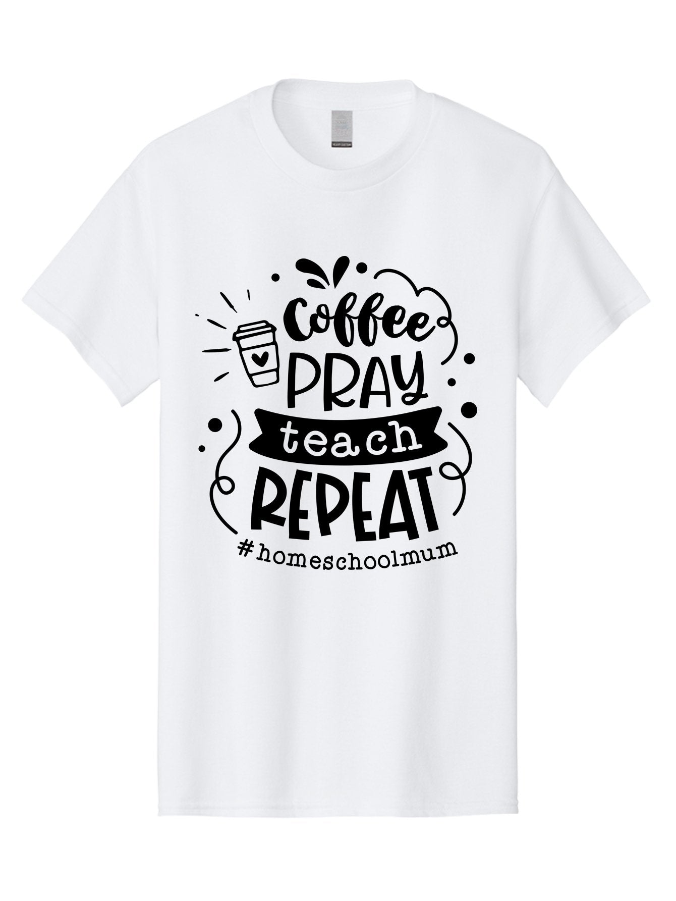 Coffee-Pray-Teach-Repeat-2 Men'S Graphic Tee, 100% Cotton, Comfortable Casual Summer Wear, Machine Washable, Homeschool Mom, Inspirational Quote, Coffee Lover, Teaching Quote, Homeschooling, Parenting, Motivational Phrase, Coffee Cup Aab327 3
