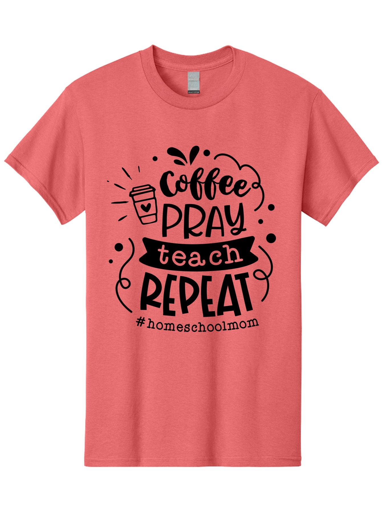 Coffee-Pray-Teach-Repeat-3 Men'S Graphic Tee, 100% Cotton, Comfortable Casual Summer Wear, Machine Washable, Homeschool Mom Quote, Inspirational Quote, Teacher Humor, Coffee Lover, Teaching Mantra, Homeschooling, Education, Motivational Quote, Aab328 5