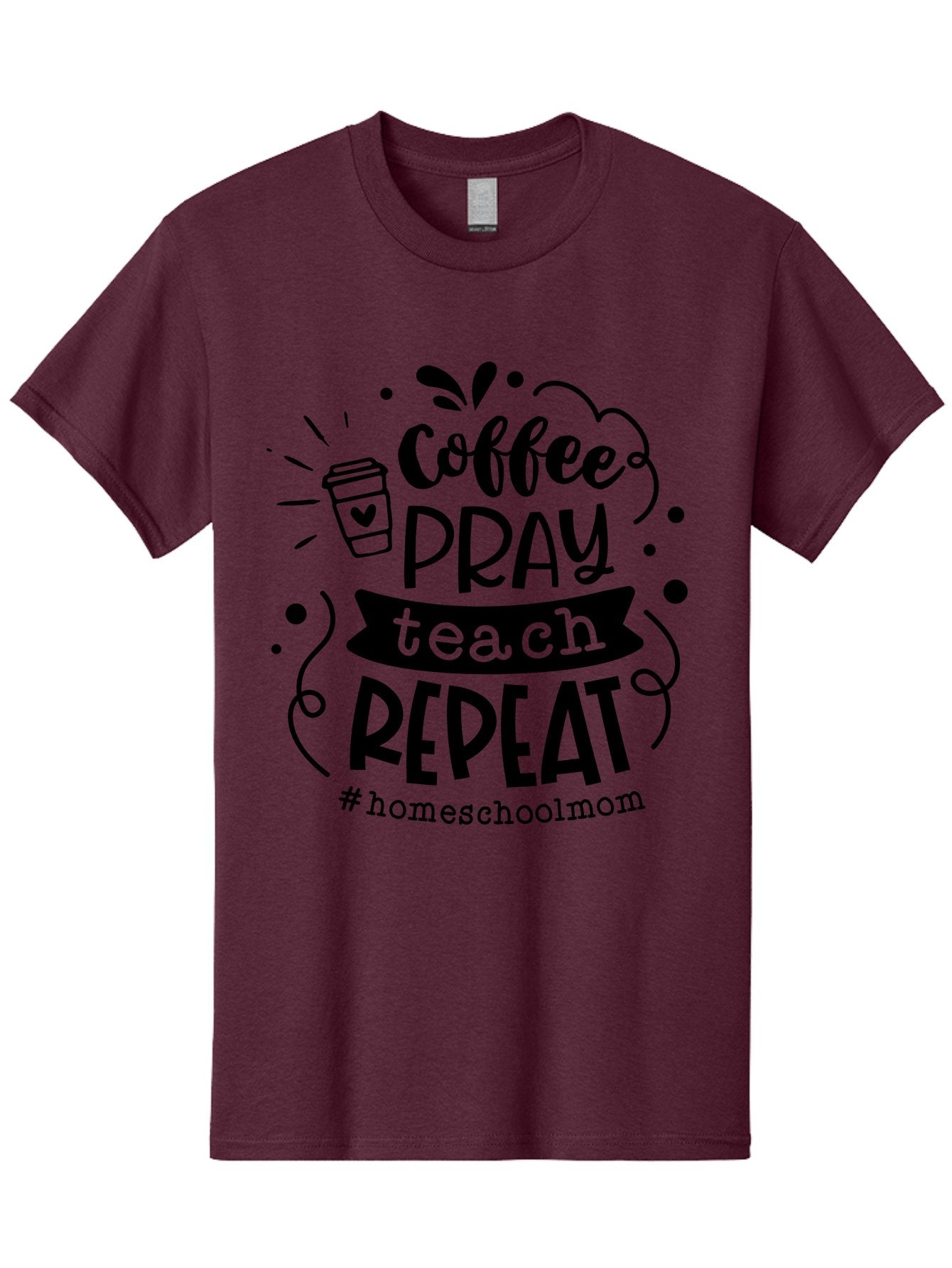 Coffee-Pray-Teach-Repeat-3 Men'S Graphic Tee, 100% Cotton, Comfortable Casual Summer Wear, Machine Washable, Homeschool Mom Quote, Inspirational Quote, Teacher Humor, Coffee Lover, Teaching Mantra, Homeschooling, Education, Motivational Quote, Aab328 13
