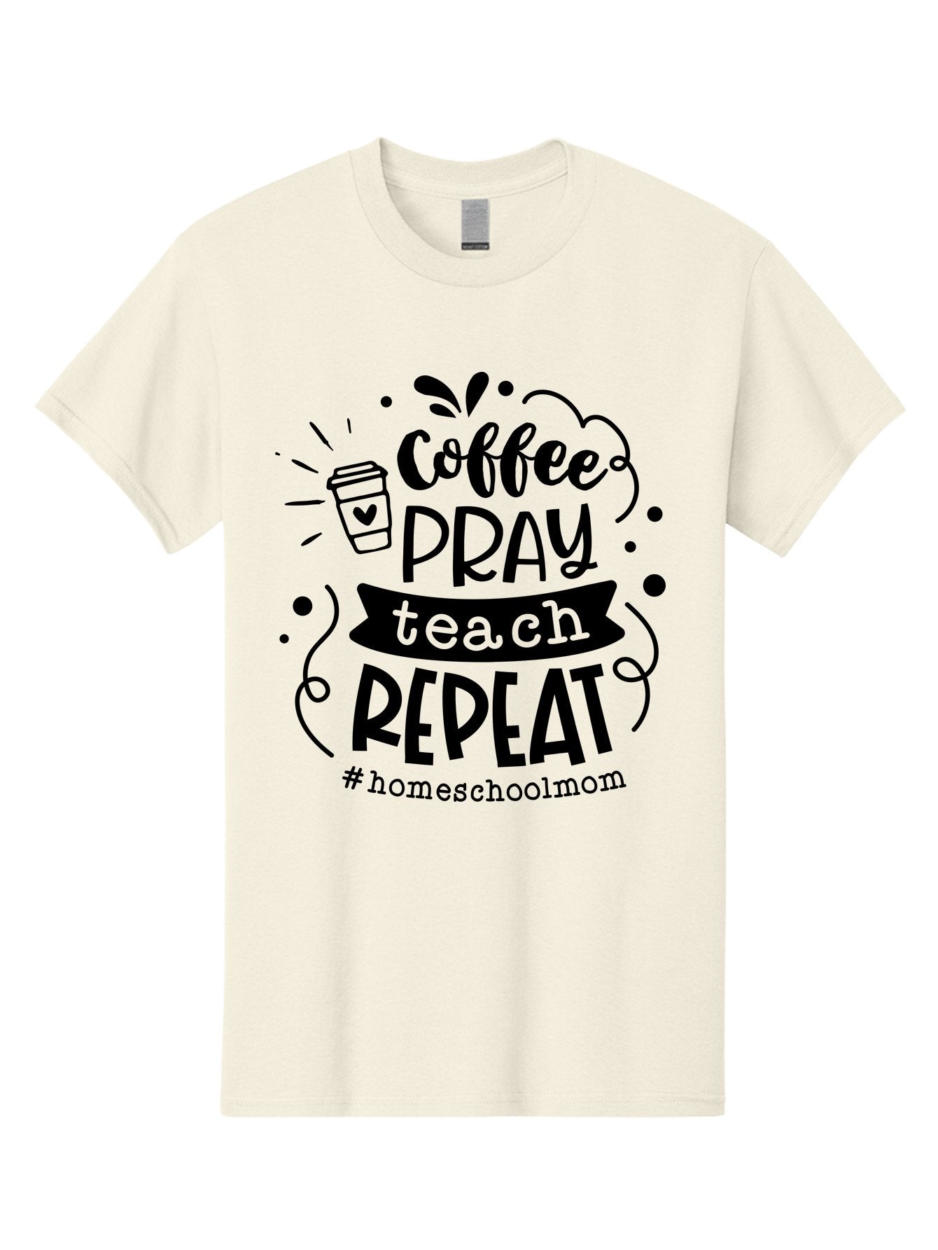 Coffee-Pray-Teach-Repeat-3 Men'S Graphic Tee, 100% Cotton, Comfortable Casual Summer Wear, Machine Washable, Homeschool Mom Quote, Inspirational Quote, Teacher Humor, Coffee Lover, Teaching Mantra, Homeschooling, Education, Motivational Quote, Aab328 4