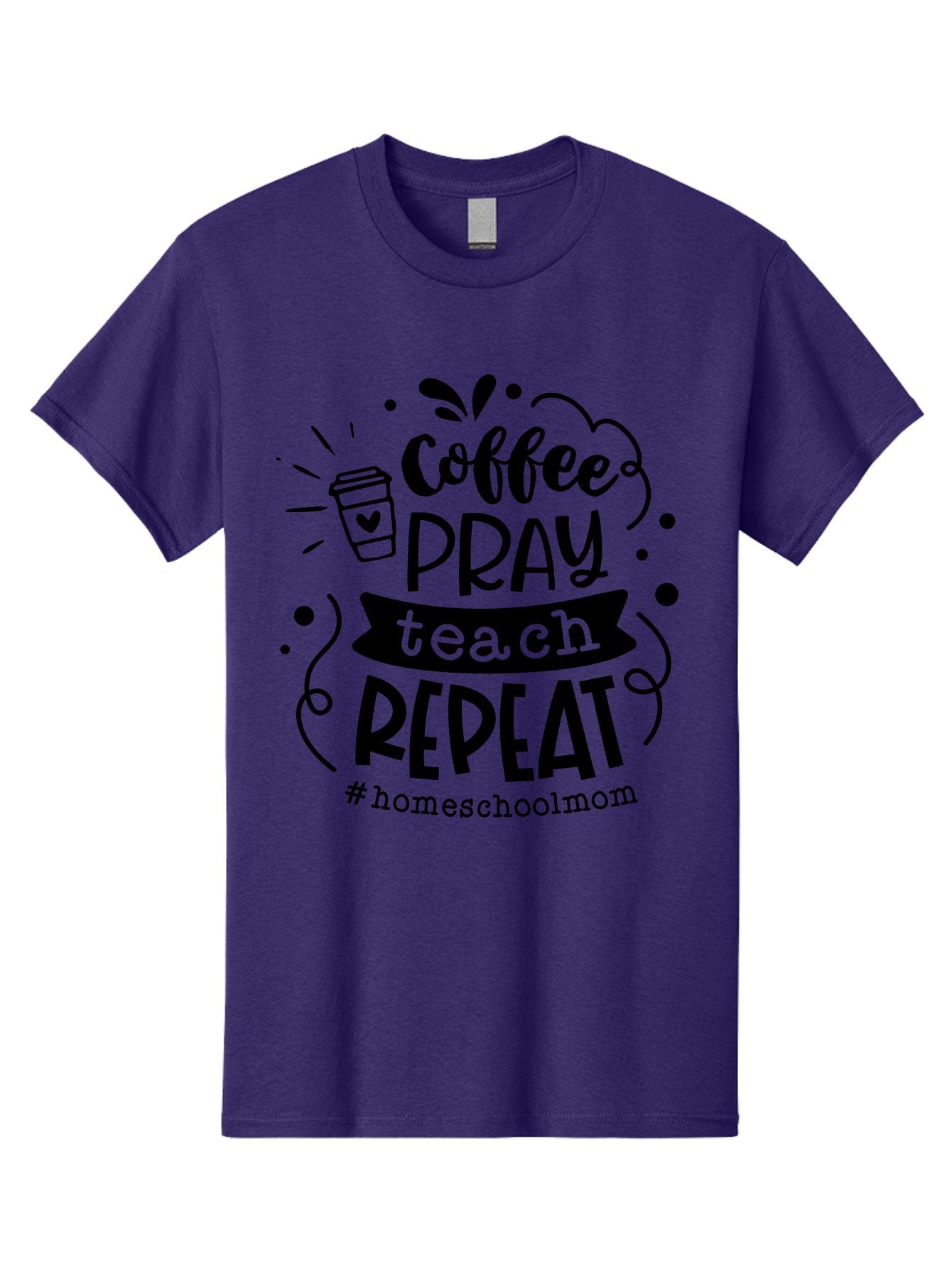Coffee-Pray-Teach-Repeat-3 Men'S Graphic Tee, 100% Cotton, Comfortable Casual Summer Wear, Machine Washable, Homeschool Mom Quote, Inspirational Quote, Teacher Humor, Coffee Lover, Teaching Mantra, Homeschooling, Education, Motivational Quote, Aab328 6