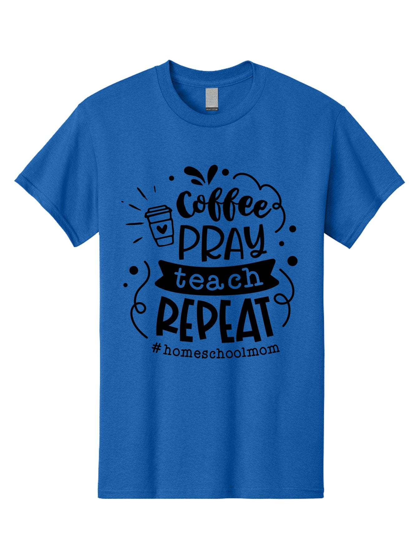 Coffee-Pray-Teach-Repeat-3 Men'S Graphic Tee, 100% Cotton, Comfortable Casual Summer Wear, Machine Washable, Homeschool Mom Quote, Inspirational Quote, Teacher Humor, Coffee Lover, Teaching Mantra, Homeschooling, Education, Motivational Quote, Aab328 11