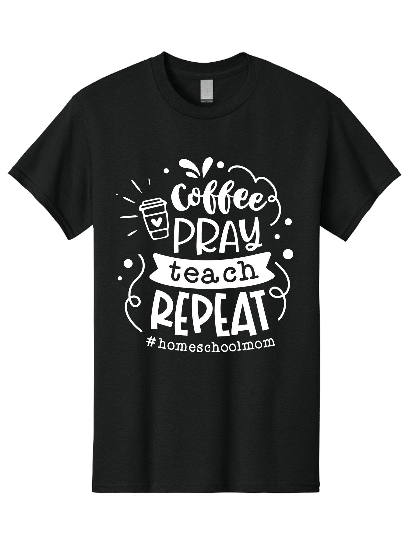 Coffee-Pray-Teach-Repeat Men'S Graphic Tee, 100% Cotton, Comfortable Casual Summer Wear, Machine Washable, Homeschool Mom, Coffee Lover, Teaching Inspiration, Homeschooling Life, Parenting Mantra, Daily Routine, Motivational Quote, Aab329 5