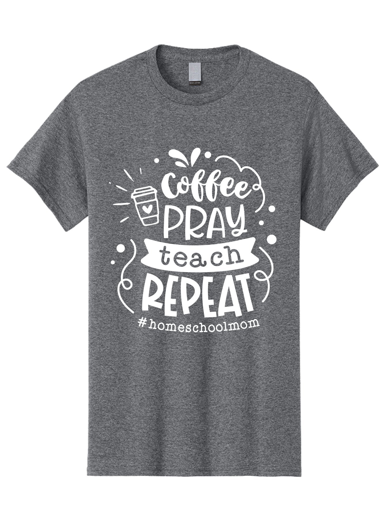 Coffee-Pray-Teach-Repeat Men'S Graphic Tee, 100% Cotton, Comfortable Casual Summer Wear, Machine Washable, Homeschool Mom, Coffee Lover, Teaching Inspiration, Homeschooling Life, Parenting Mantra, Daily Routine, Motivational Quote, Aab329 14