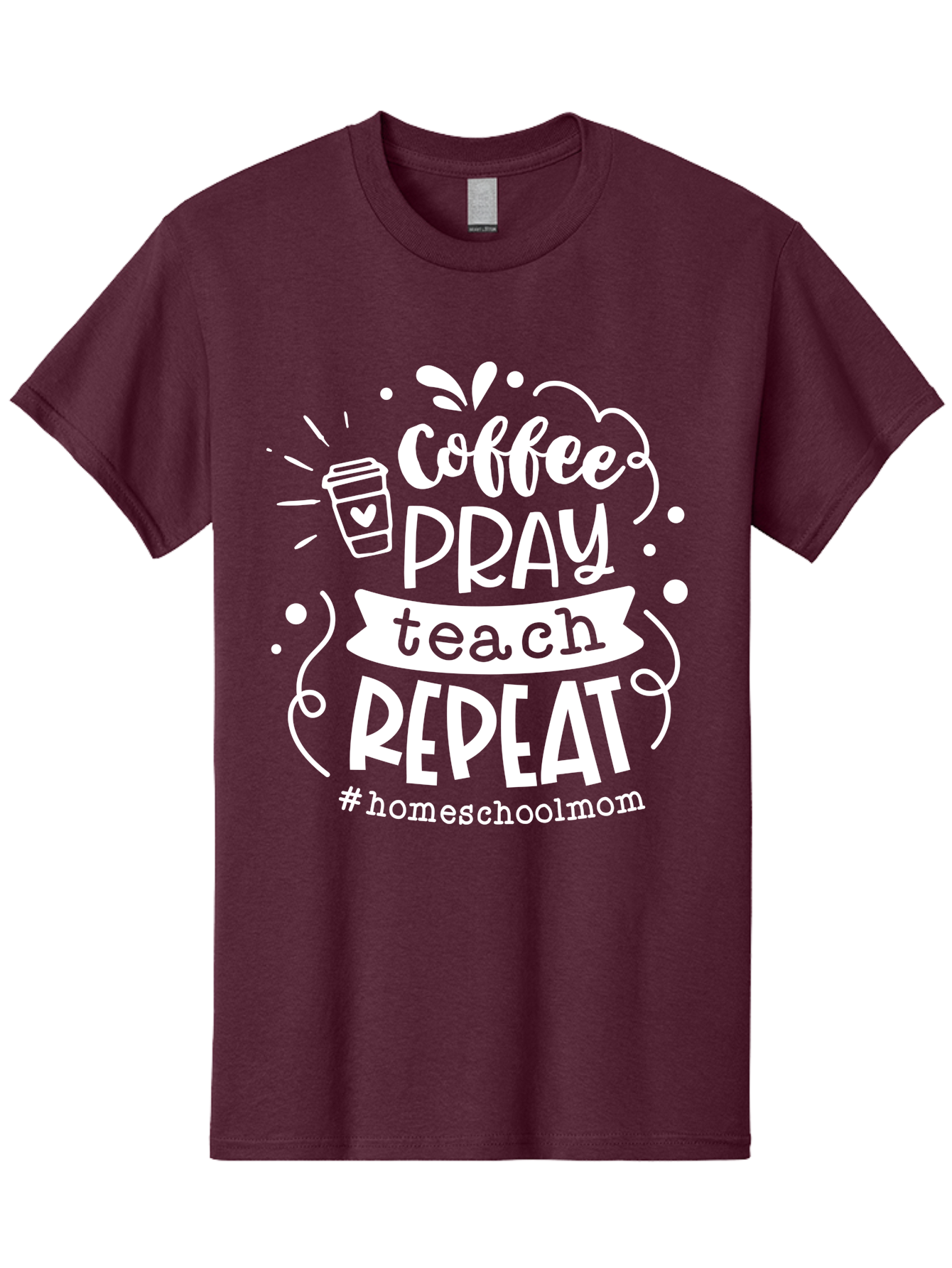 Coffee-Pray-Teach-Repeat Men'S Graphic Tee, 100% Cotton, Comfortable Casual Summer Wear, Machine Washable, Homeschool Mom, Coffee Lover, Teaching Inspiration, Homeschooling Life, Parenting Mantra, Daily Routine, Motivational Quote, Aab329 19