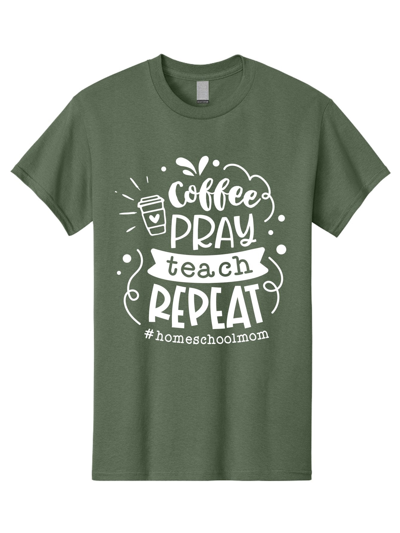Coffee-Pray-Teach-Repeat Men'S Graphic Tee, 100% Cotton, Comfortable Casual Summer Wear, Machine Washable, Homeschool Mom, Coffee Lover, Teaching Inspiration, Homeschooling Life, Parenting Mantra, Daily Routine, Motivational Quote, Aab329 4