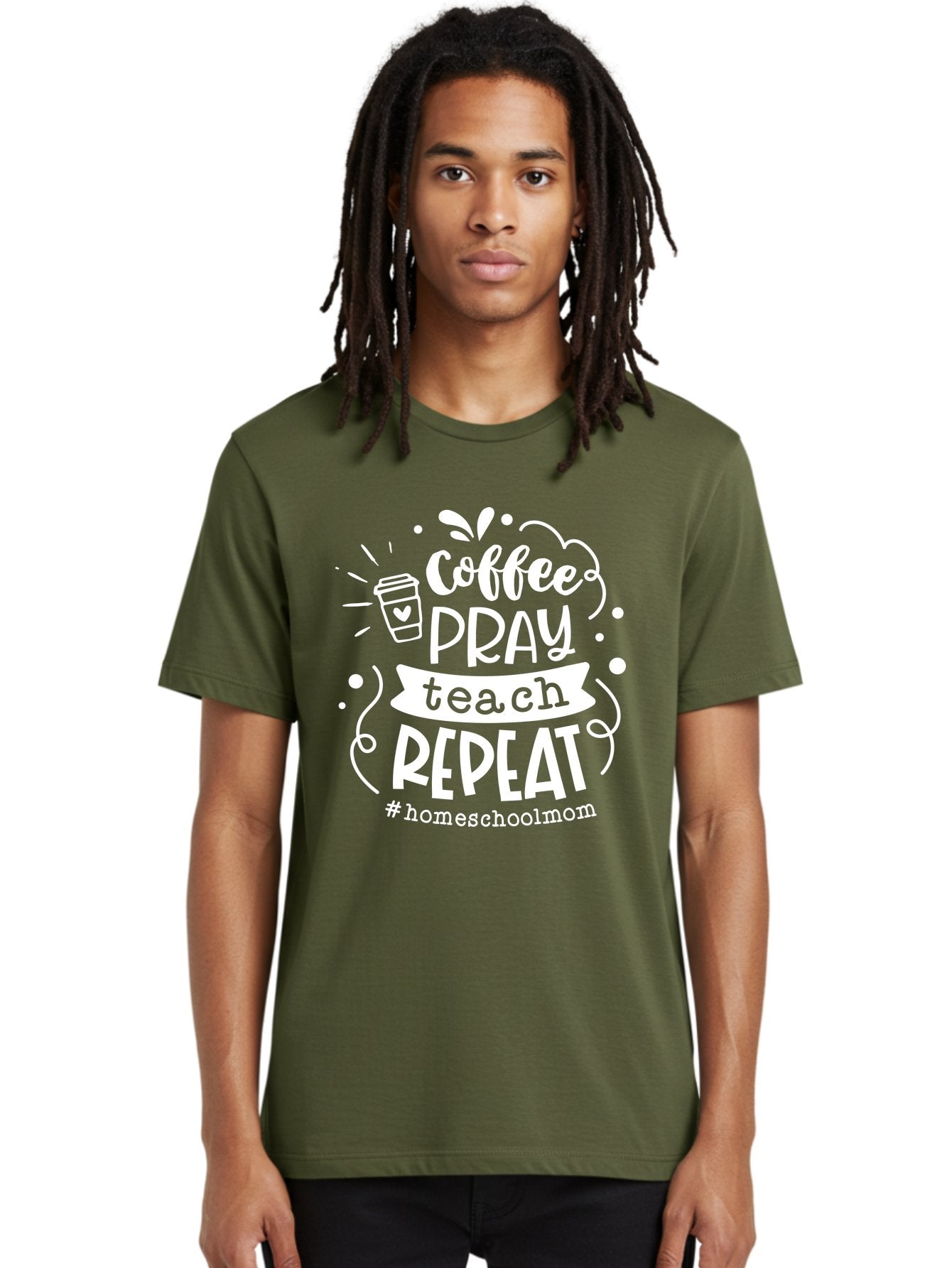 Coffee-Pray-Teach-Repeat Men'S Graphic Tee, 100% Cotton, Comfortable Casual Summer Wear, Machine Washable, Homeschool Mom, Coffee Lover, Teaching Inspiration, Homeschooling Life, Parenting Mantra, Daily Routine, Motivational Quote, Aab329 18