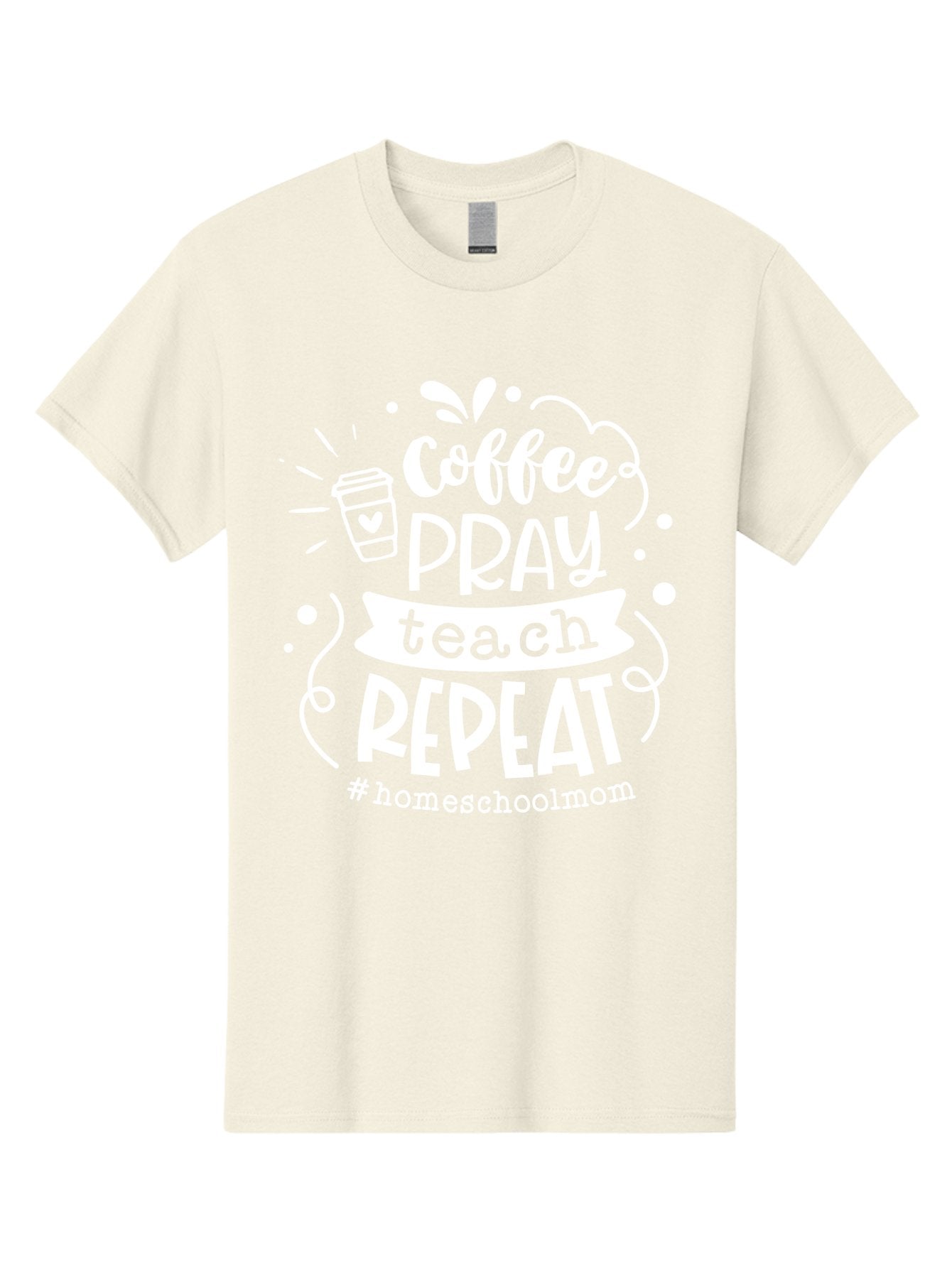 Coffee-Pray-Teach-Repeat Men'S Graphic Tee, 100% Cotton, Comfortable Casual Summer Wear, Machine Washable, Homeschool Mom, Coffee Lover, Teaching Inspiration, Homeschooling Life, Parenting Mantra, Daily Routine, Motivational Quote, Aab329 7