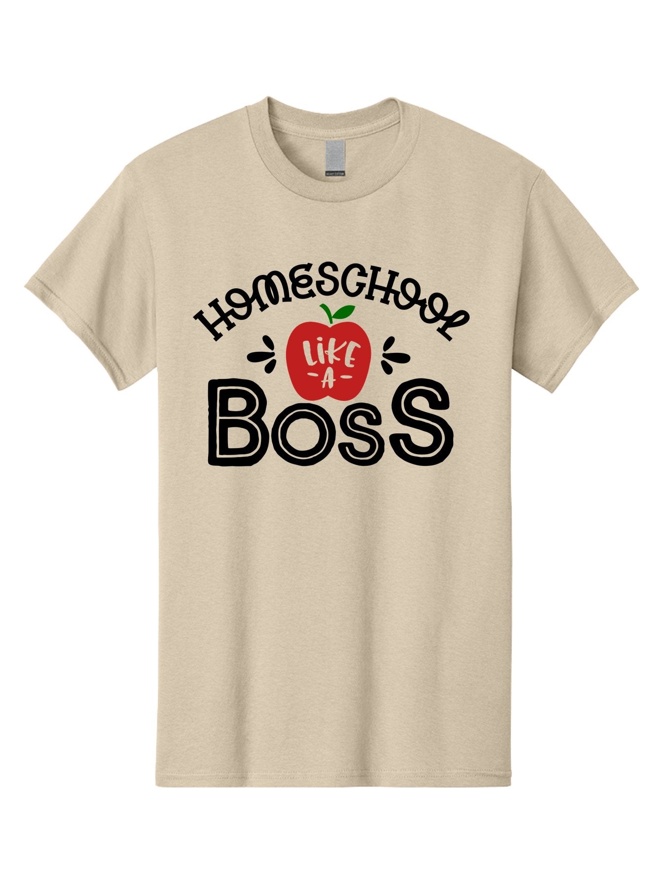 Homeschool-Boss Men'S Graphic Tee, 100% Cotton, Comfortable Casual Summer Wear, Machine Washable, Homeschooling, Homeschool Teacher, Educational Design, Apple Graphic, Motivational Quote, Learning Is Fun, Inspirational Saying, Red Apple Icon, Aab333