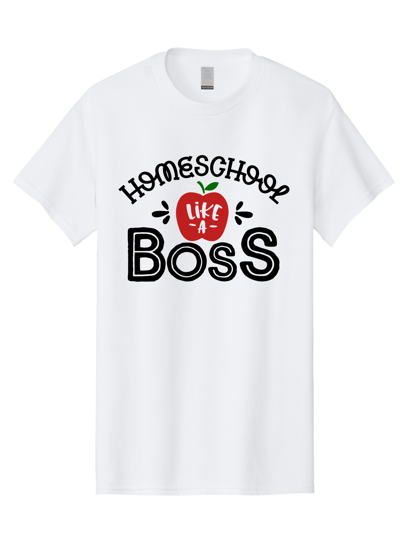 Homeschool-Boss Men'S Graphic Tee, 100% Cotton, Comfortable Casual Summer Wear, Machine Washable, Homeschooling, Homeschool Teacher, Educational Design, Apple Graphic, Motivational Quote, Learning Is Fun, Inspirational Saying, Red Apple Icon, Aab333