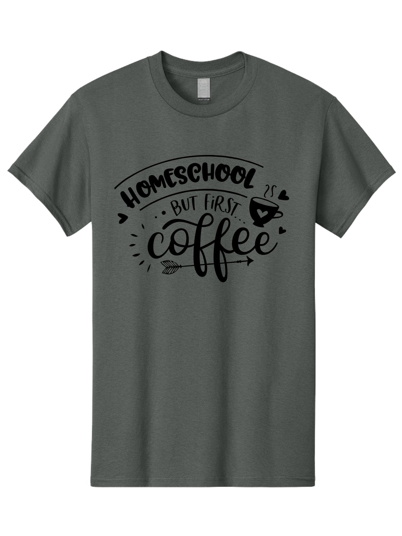 Homeschool-But-First-Coffee-1 Men'S Graphic Tee, 100% Cotton, Comfortable Casual Summer Wear, Machine Washable, Homeschool Humor, Coffee Lover, Morning Motivation, Homeschooling Parents, Funny Quote, Coffee First, Education At Home, Aab334 4