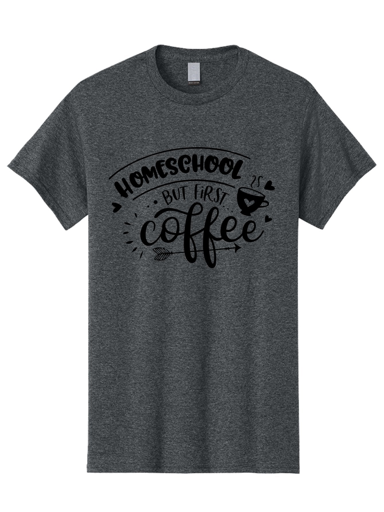 Homeschool-But-First-Coffee-1 Men'S Graphic Tee, 100% Cotton, Comfortable Casual Summer Wear, Machine Washable, Homeschool Humor, Coffee Lover, Morning Motivation, Homeschooling Parents, Funny Quote, Coffee First, Education At Home, Aab334 8