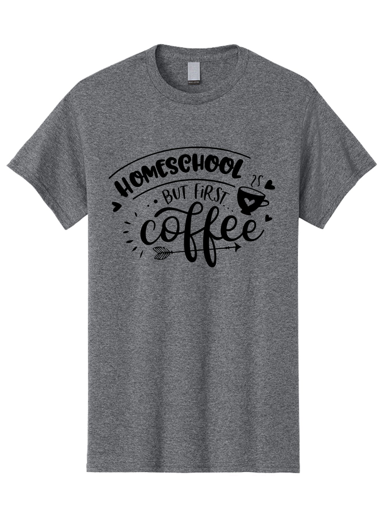 Homeschool-But-First-Coffee-1 Men'S Graphic Tee, 100% Cotton, Comfortable Casual Summer Wear, Machine Washable, Homeschool Humor, Coffee Lover, Morning Motivation, Homeschooling Parents, Funny Quote, Coffee First, Education At Home, Aab334 13