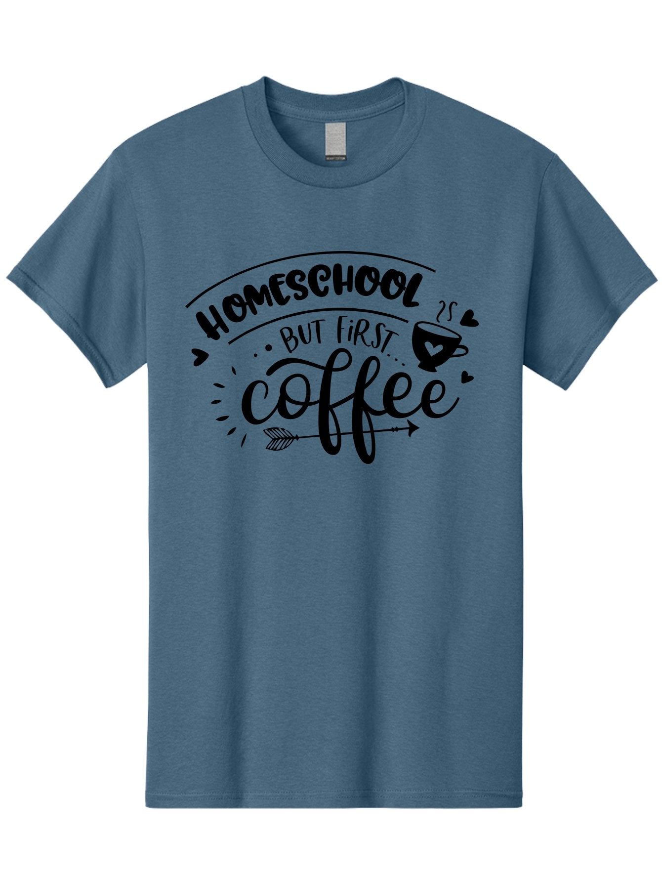 Homeschool-But-First-Coffee-1 Men'S Graphic Tee, 100% Cotton, Comfortable Casual Summer Wear, Machine Washable, Homeschool Humor, Coffee Lover, Morning Motivation, Homeschooling Parents, Funny Quote, Coffee First, Education At Home, Aab334 3