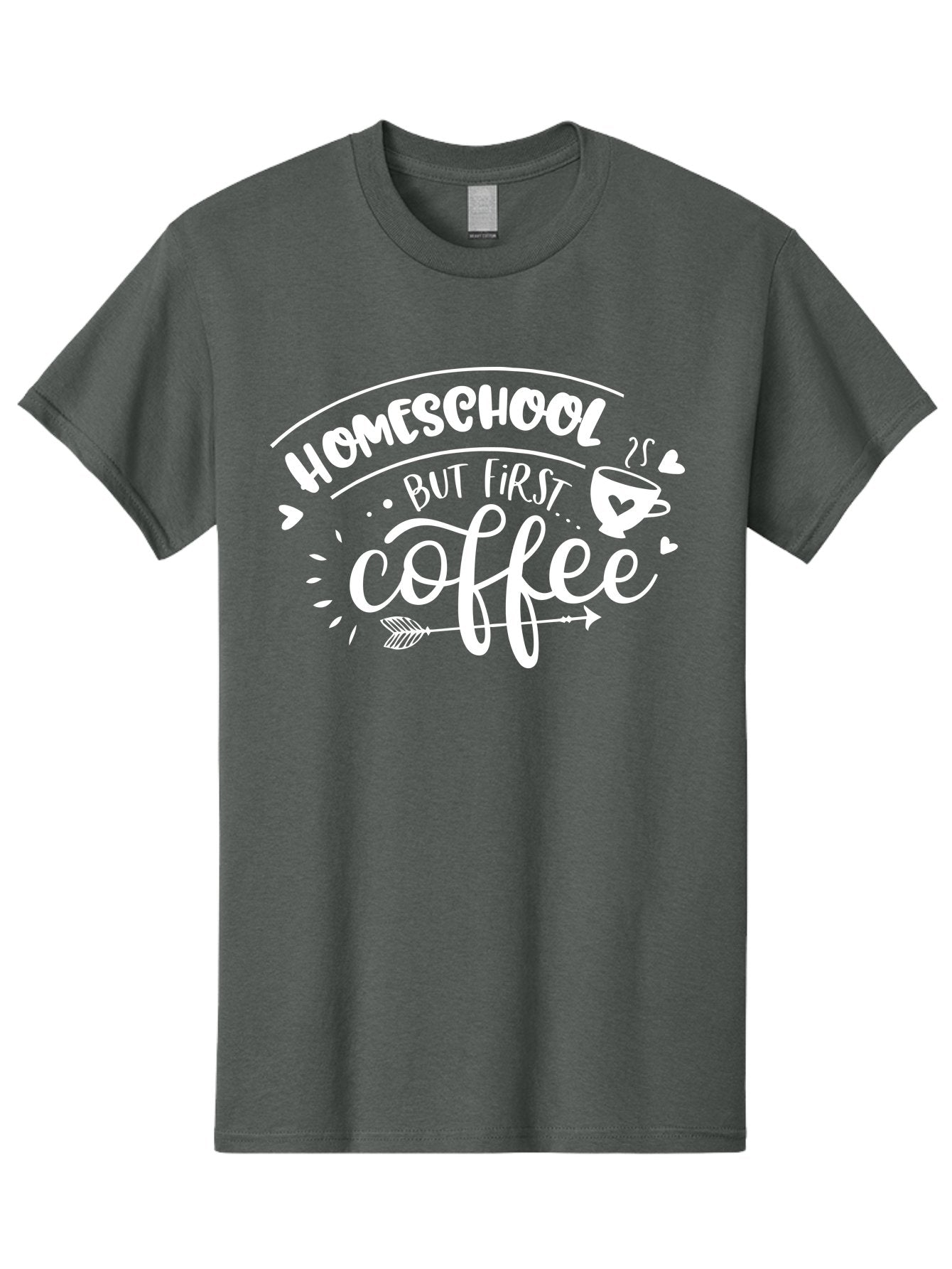 Homeschool-But-First-Coffee Men'S Graphic Tee, 100% Cotton, Comfortable Casual Summer Wear, Machine Washable, Homeschool Humor, Coffee Lover, Homeschooling Parents, Funny Quote, Morning Motivation, Coffee Fueled, Parenting Life, Aab335