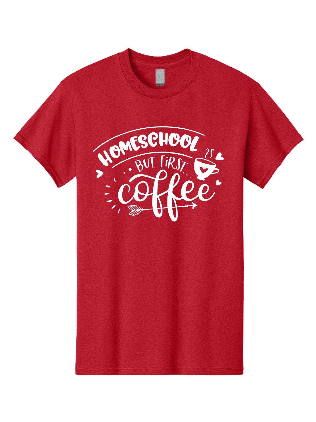 Homeschool-But-First-Coffee Men'S Graphic Tee, 100% Cotton, Comfortable Casual Summer Wear, Machine Washable, Homeschool Humor, Coffee Lover, Homeschooling Parents, Funny Quote, Morning Motivation, Coffee Fueled, Parenting Life, Aab335