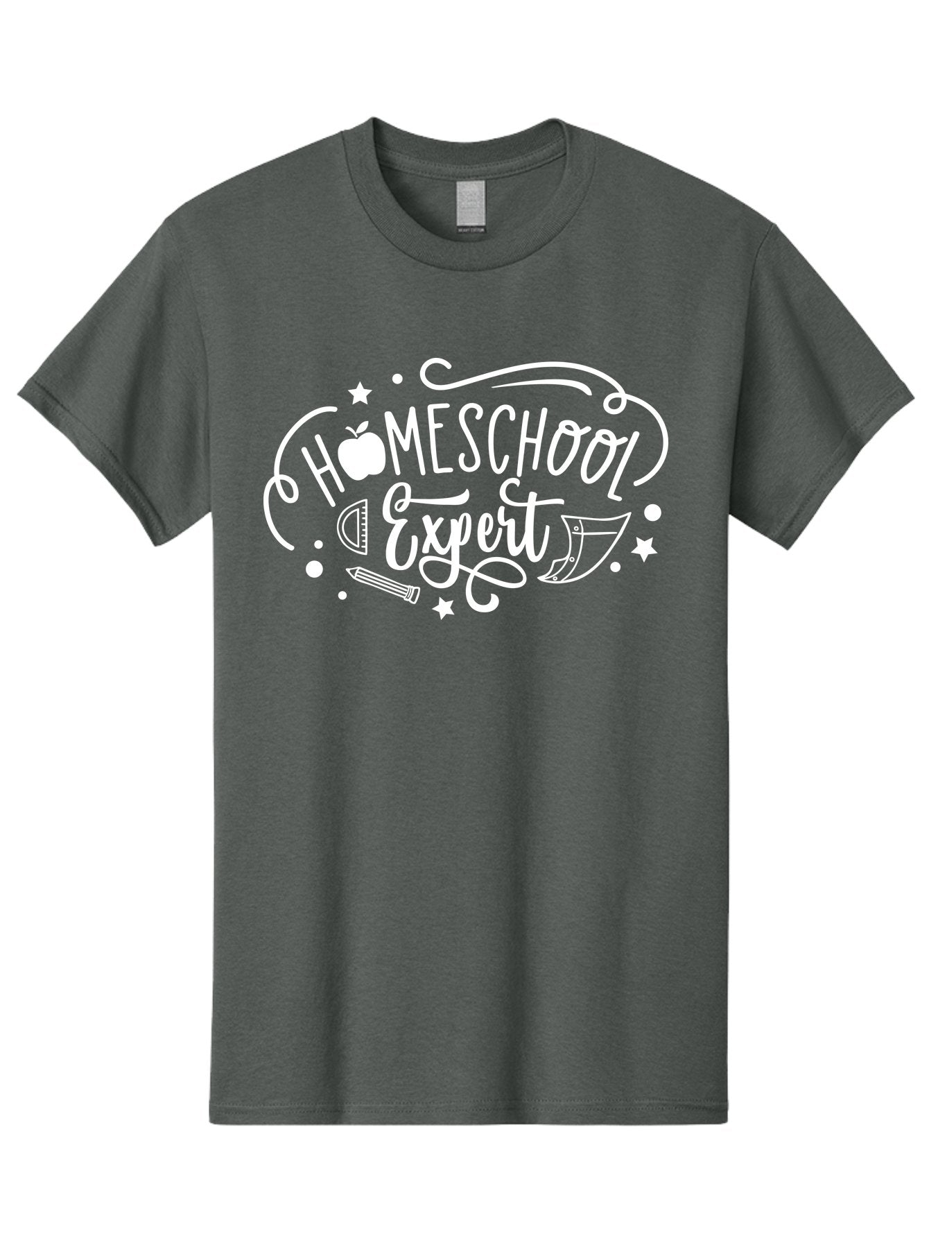 Homeschool-Expert-1 Men'S Graphic Tee, 100% Cotton, Comfortable Casual Summer Wear, Machine Washable, Homeschooling, Education, Learning, Teaching, Expert, School Supplies, Pencil, Apple, Megaphone, Homeschool Expert Aab336 14