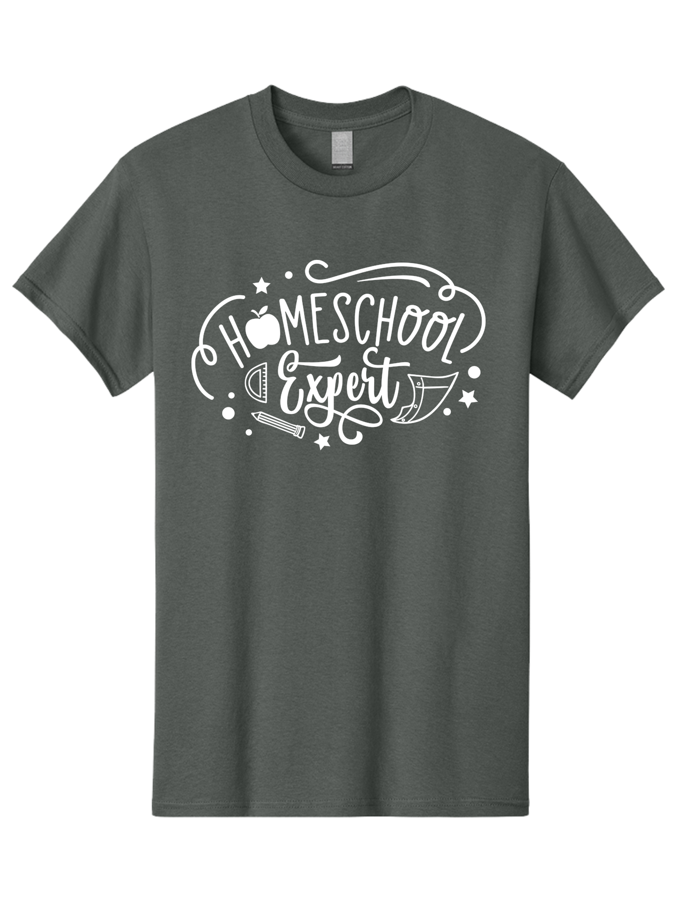 Homeschool-Expert-1 Men'S Graphic Tee, 100% Cotton, Comfortable Casual Summer Wear, Machine Washable, Homeschooling, Education, Learning, Teaching, Expert, School Supplies, Pencil, Apple, Megaphone, Homeschool Expert Aab336 3