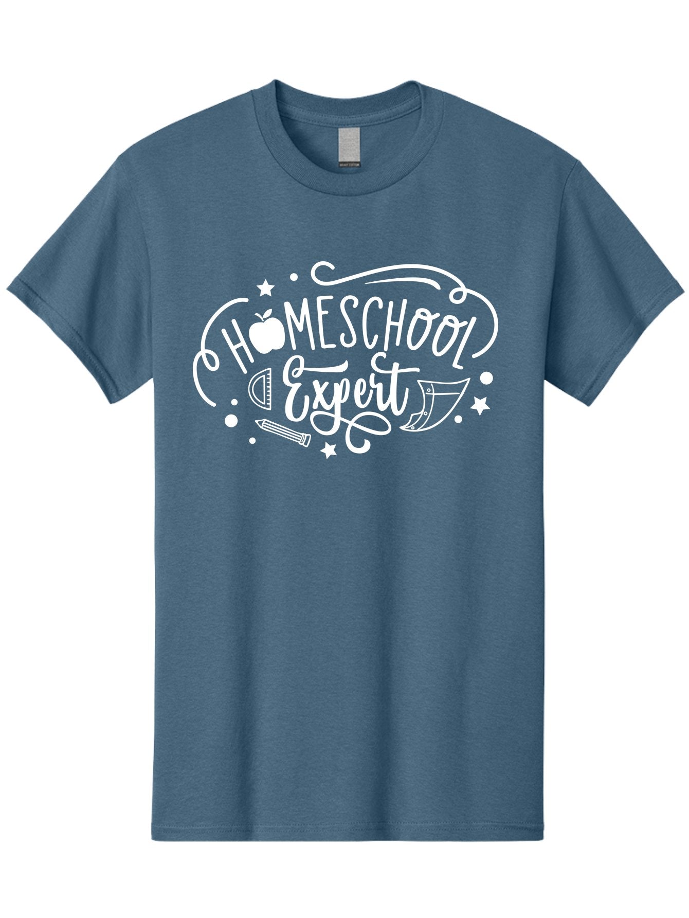 Homeschool-Expert-1 Men'S Graphic Tee, 100% Cotton, Comfortable Casual Summer Wear, Machine Washable, Homeschooling, Education, Learning, Teaching, Expert, School Supplies, Pencil, Apple, Megaphone, Homeschool Expert Aab336 7