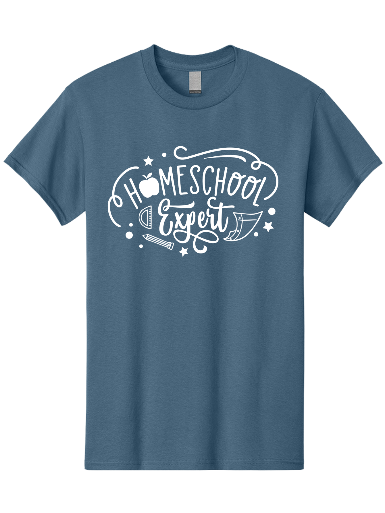 Homeschool-Expert-1 Men'S Graphic Tee, 100% Cotton, Comfortable Casual Summer Wear, Machine Washable, Homeschooling, Education, Learning, Teaching, Expert, School Supplies, Pencil, Apple, Megaphone, Homeschool Expert Aab336 25