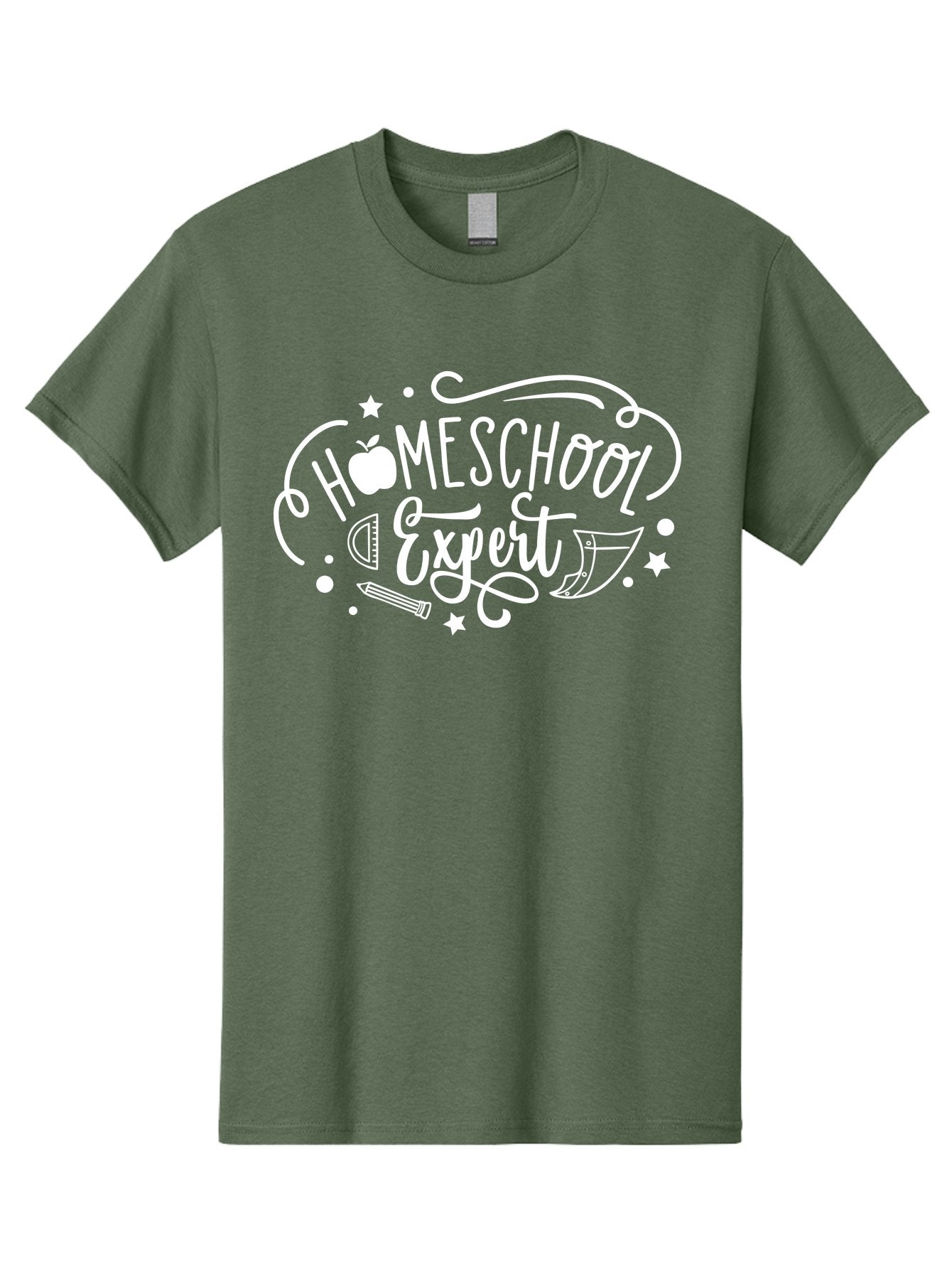 Homeschool-Expert-1 Men'S Graphic Tee, 100% Cotton, Comfortable Casual Summer Wear, Machine Washable, Homeschooling, Education, Learning, Teaching, Expert, School Supplies, Pencil, Apple, Megaphone, Homeschool Expert Aab336 8