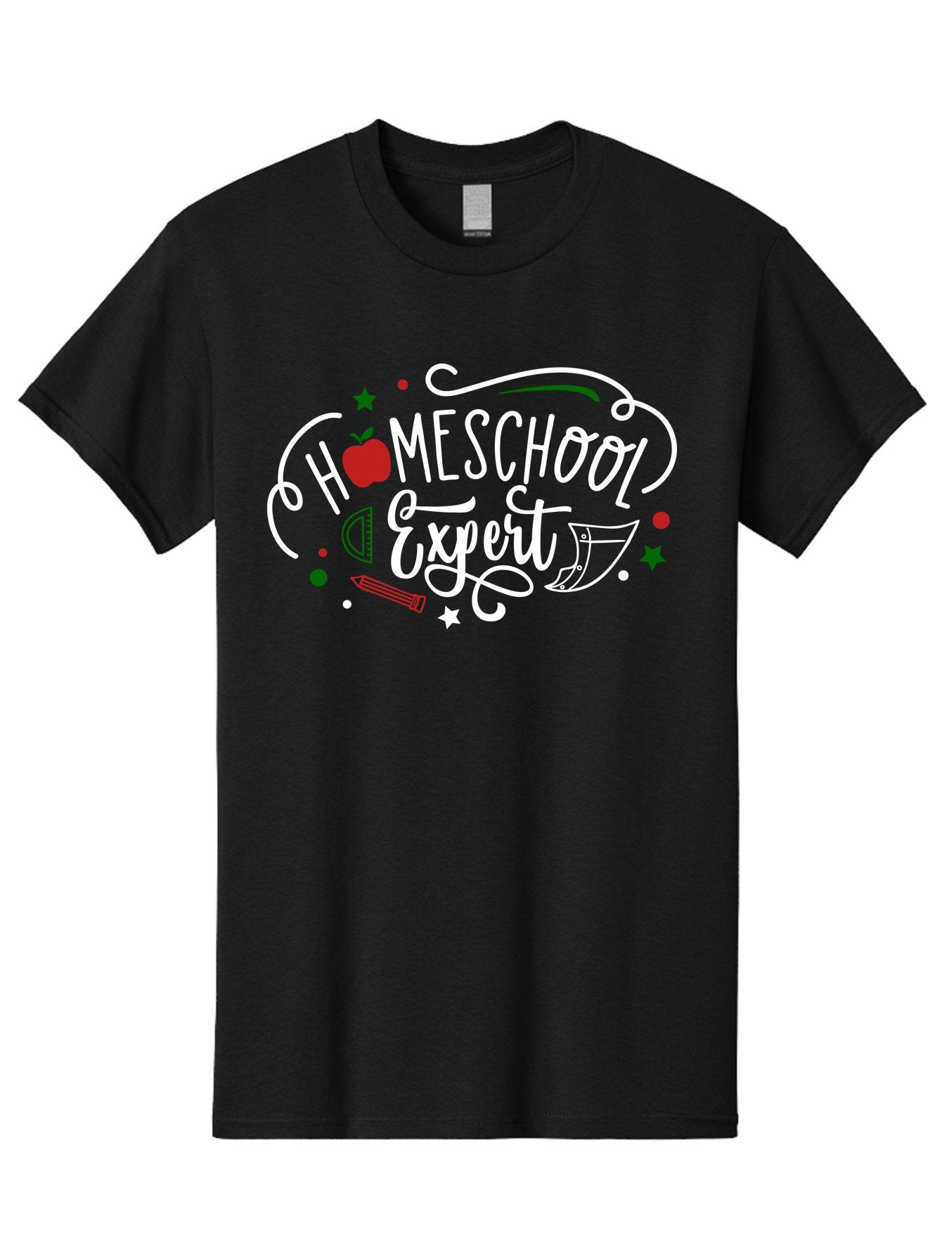 Homeschool-Expert-2 Men'S Graphic Tee, 100% Cotton, Comfortable Casual Summer Wear, Machine Washable, Homeschooling, Education, Learning, Teaching, Apple, Pencil, Ruler, Education Expert, Homeschool Expert, Online Learning, Aab337 3