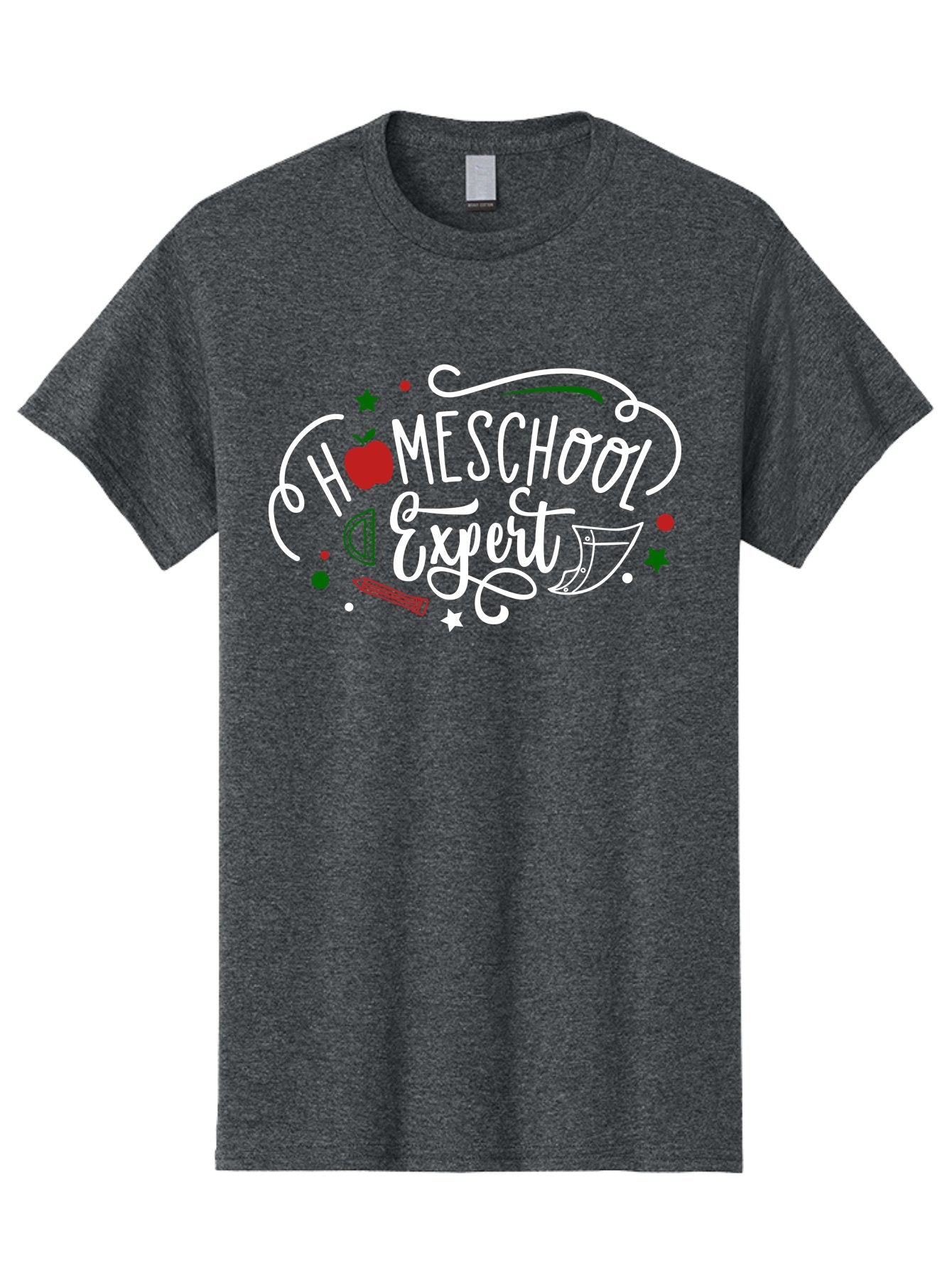 Homeschool-Expert-2 Men'S Graphic Tee, 100% Cotton, Comfortable Casual Summer Wear, Machine Washable, Homeschooling, Education, Learning, Teaching, Apple, Pencil, Ruler, Education Expert, Homeschool Expert, Online Learning, Aab337