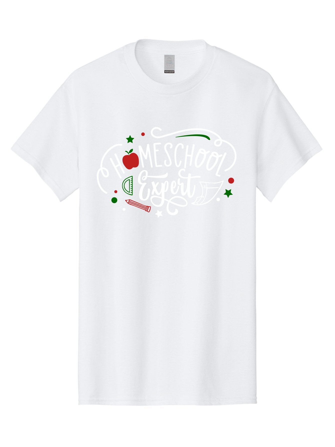 Homeschool-Expert-2 Men'S Graphic Tee, 100% Cotton, Comfortable Casual Summer Wear, Machine Washable, Homeschooling, Education, Learning, Teaching, Apple, Pencil, Ruler, Education Expert, Homeschool Expert, Online Learning, Aab337 9