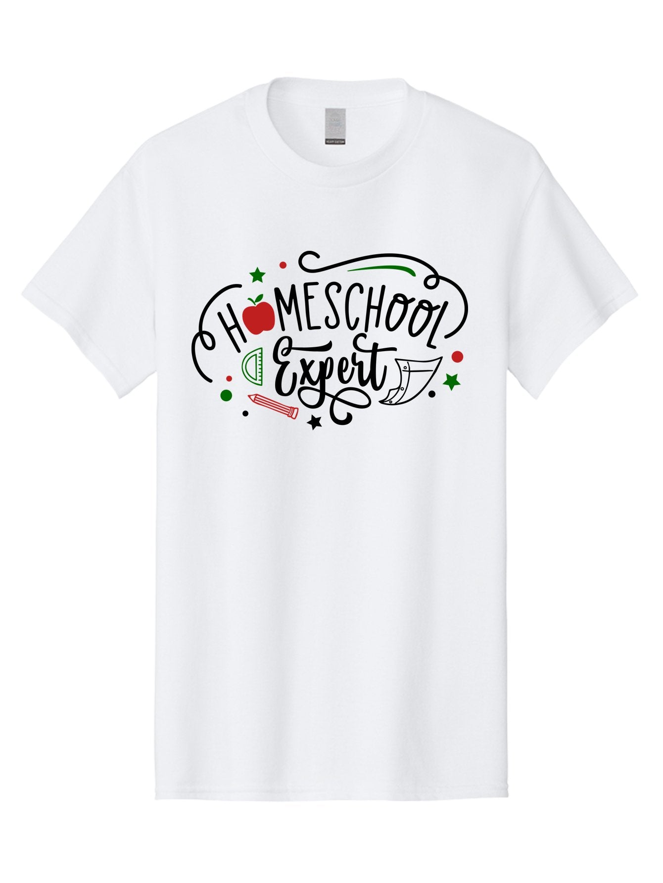 Homeschool-Expert-3 Men'S Graphic Tee, 100% Cotton, Comfortable Casual Summer Wear, Machine Washable, Homeschool Expert, Learning Resources, Educational Tools, Apple For Teacher, Pencils, Stars, Swirls, Creative Learning, Homeschooling, Aab338 7