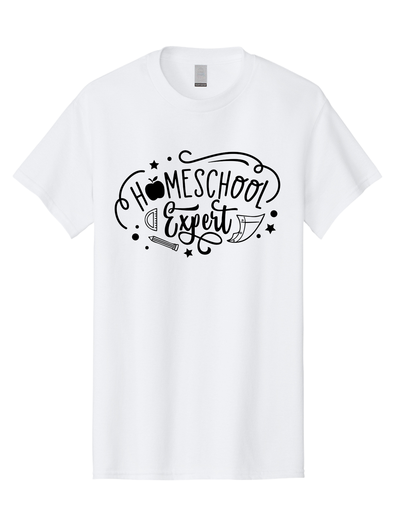 Homeschool-Expert Men'S Graphic Tee, 100% Cotton, Comfortable Casual Summer Wear, Machine Washable, Homeschool Expert, Educational Graphics, School Supplies, Apple Symbol, Pencil Illustration, Ruler Design, Creative Learning, Aab339 29