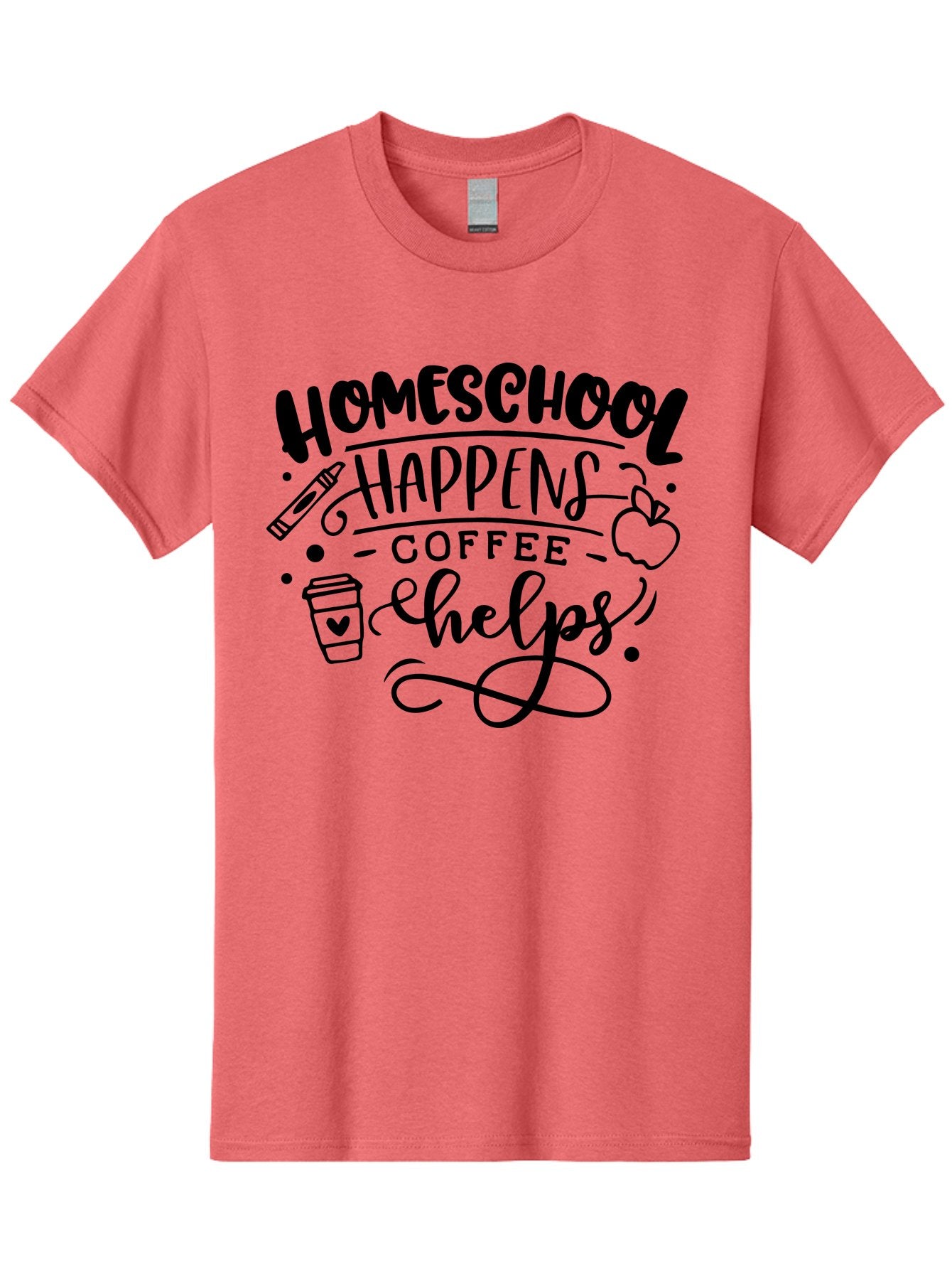 Homeschool-Happens-Coffee-Helps-1 Men'S Graphic Tee, 100% Cotton, Comfortable Casual Summer Wear, Machine Washable, Homeschooling, Coffee Culture, Educational Quotes, Inspirational Sayings, Homeschool Parents, Coffee Lovers, Funny Quotes, Aab340 13
