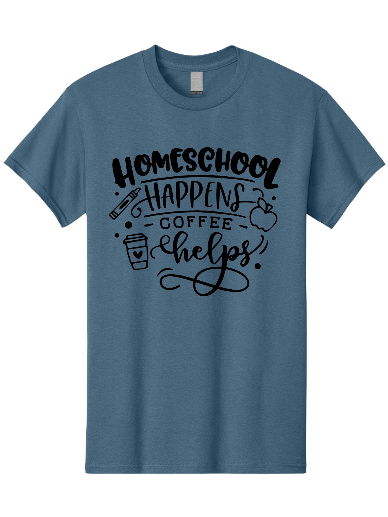 Homeschool-Happens-Coffee-Helps-1 Men'S Graphic Tee, 100% Cotton, Comfortable Casual Summer Wear, Machine Washable, Homeschooling, Coffee Culture, Educational Quotes, Inspirational Sayings, Homeschool Parents, Coffee Lovers, Funny Quotes, Aab340 5