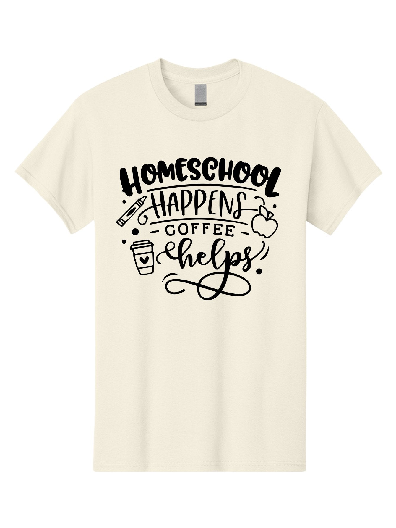 Homeschool-Happens-Coffee-Helps-1 Men'S Graphic Tee, 100% Cotton, Comfortable Casual Summer Wear, Machine Washable, Homeschooling, Coffee Culture, Educational Quotes, Inspirational Sayings, Homeschool Parents, Coffee Lovers, Funny Quotes, Aab340 3