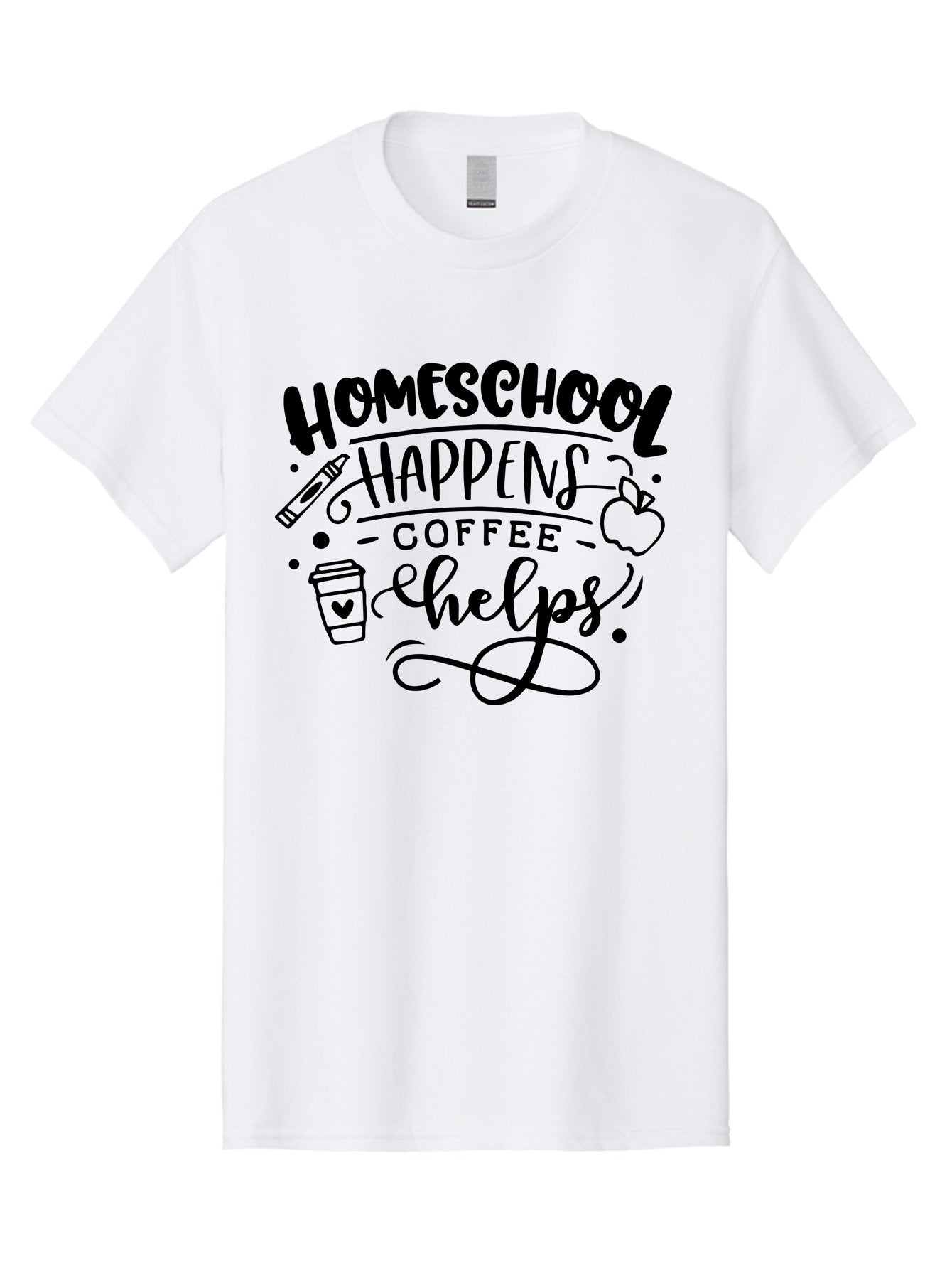 Homeschool-Happens-Coffee-Helps-1 Men'S Graphic Tee, 100% Cotton, Comfortable Casual Summer Wear, Machine Washable, Homeschooling, Coffee Culture, Educational Quotes, Inspirational Sayings, Homeschool Parents, Coffee Lovers, Funny Quotes, Aab340 9