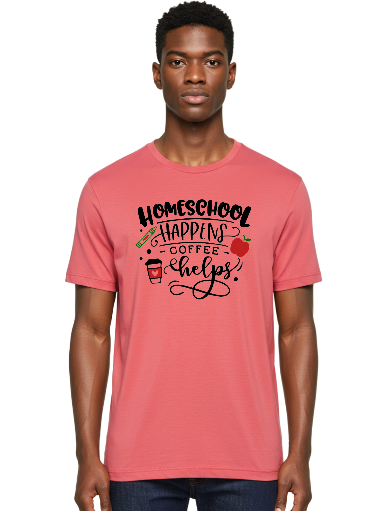 Homeschool-Happens-Coffee-Helps Men'S Graphic Tee, 100% Cotton, Comfortable Casual Summer Wear, Machine Washable, Homeschool, Coffee Lover, Homeschooling, Coffee Fuel, Education, Teaching, Learning, Coffee Break, Homeschool Mom, Funny Quote Aab341 16