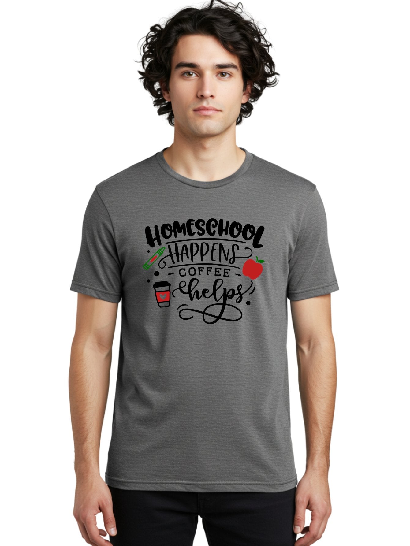Homeschool-Happens-Coffee-Helps Men'S Graphic Tee, 100% Cotton, Comfortable Casual Summer Wear, Machine Washable, Homeschool, Coffee Lover, Homeschooling, Coffee Fuel, Education, Teaching, Learning, Coffee Break, Homeschool Mom, Funny Quote Aab341 29