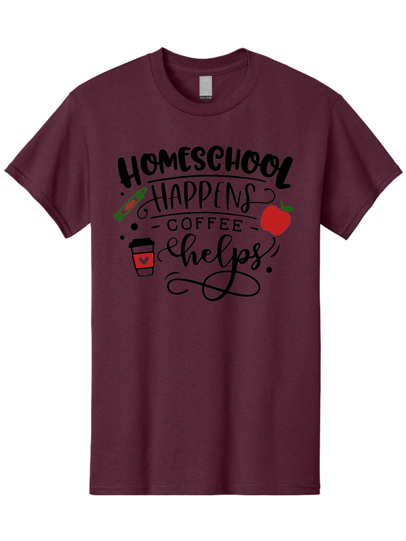 Homeschool-Happens-Coffee-Helps Men'S Graphic Tee, 100% Cotton, Comfortable Casual Summer Wear, Machine Washable, Homeschool, Coffee Lover, Homeschooling, Coffee Fuel, Education, Teaching, Learning, Coffee Break, Homeschool Mom, Funny Quote Aab341 19