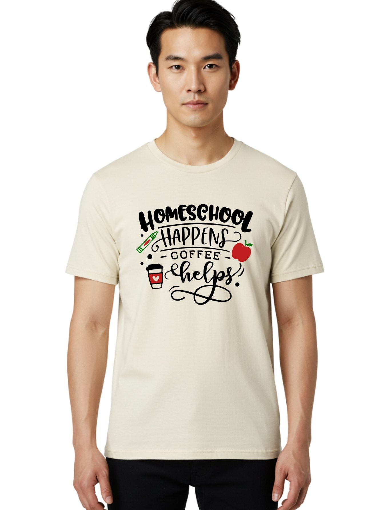 Homeschool-Happens-Coffee-Helps Men'S Graphic Tee, 100% Cotton, Comfortable Casual Summer Wear, Machine Washable, Homeschool, Coffee Lover, Homeschooling, Coffee Fuel, Education, Teaching, Learning, Coffee Break, Homeschool Mom, Funny Quote Aab341 28