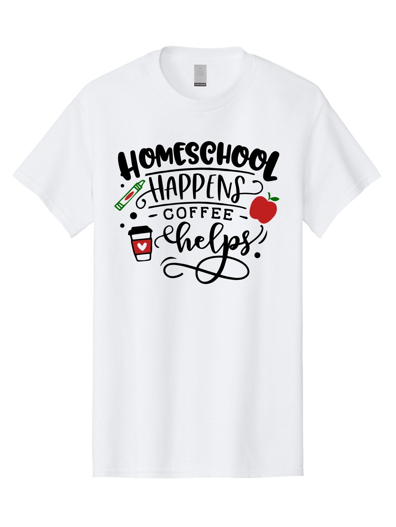 Homeschool-Happens-Coffee-Helps Men'S Graphic Tee, 100% Cotton, Comfortable Casual Summer Wear, Machine Washable, Homeschool, Coffee Lover, Homeschooling, Coffee Fuel, Education, Teaching, Learning, Coffee Break, Homeschool Mom, Funny Quote Aab341 9