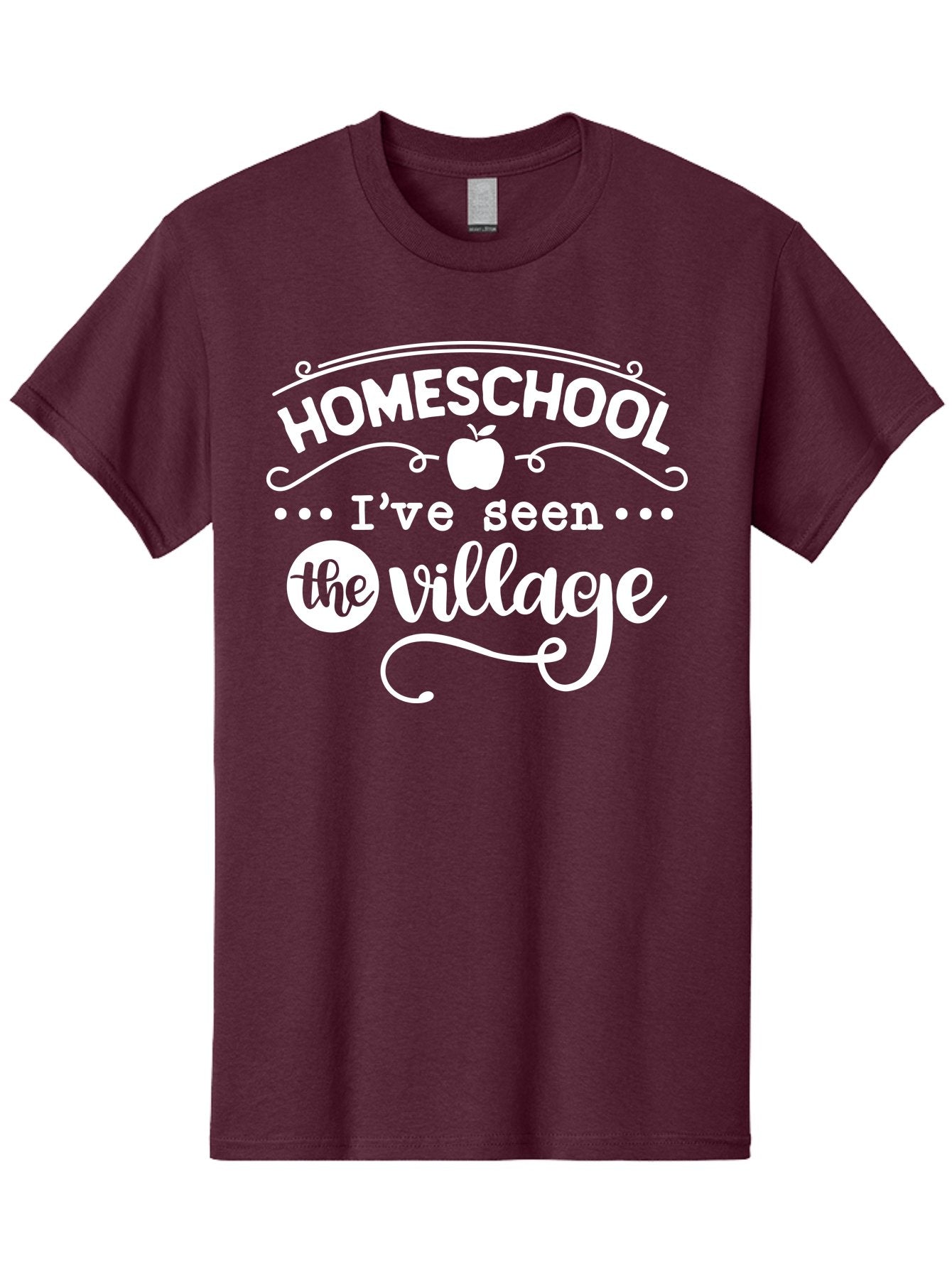 Homeschool-I-Ve-Seen-The-Village-1 Men'S Graphic Tee, 100% Cotton, Comfortable Casual Summer Wear, Machine Washable, Homeschool, Village, Inspirational Quote, Apple Symbol, Education, Learning, Alternative Schooling, Personalized Learning, Aab342 3