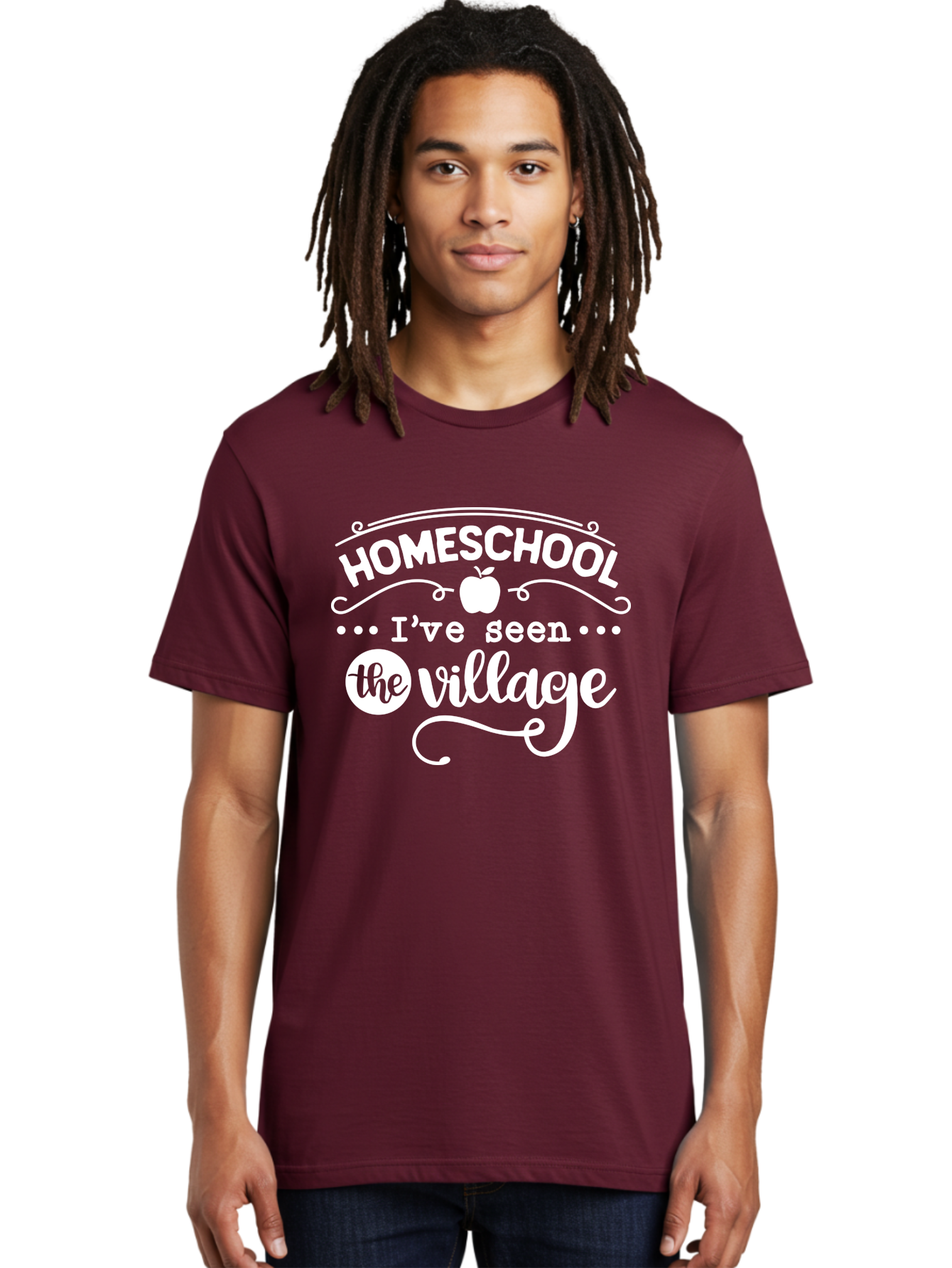 Homeschool-I-Ve-Seen-The-Village-1 Men'S Graphic Tee, 100% Cotton, Comfortable Casual Summer Wear, Machine Washable, Homeschool, Village, Inspirational Quote, Apple Symbol, Education, Learning, Alternative Schooling, Personalized Learning, Aab342 4