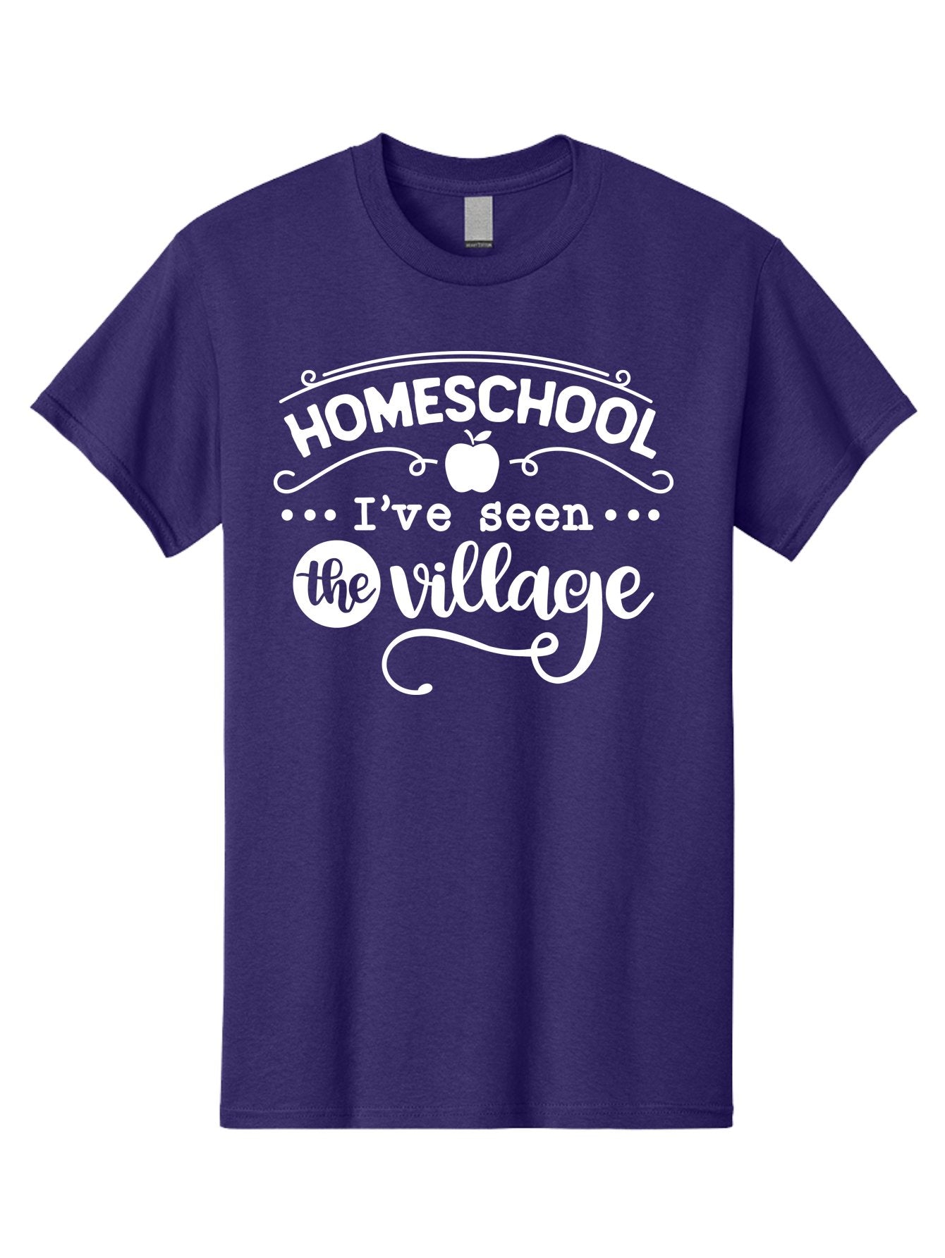 Homeschool-I-Ve-Seen-The-Village-1 Men'S Graphic Tee, 100% Cotton, Comfortable Casual Summer Wear, Machine Washable, Homeschool, Village, Inspirational Quote, Apple Symbol, Education, Learning, Alternative Schooling, Personalized Learning, Aab342 5