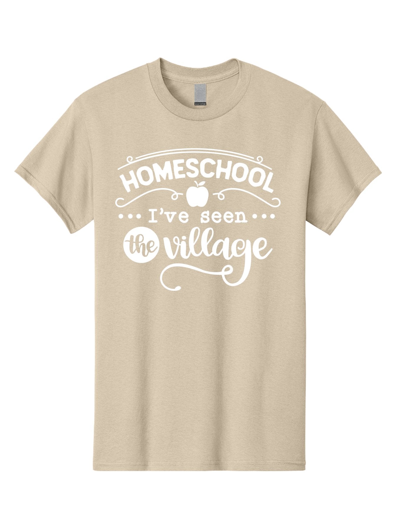 Homeschool-I-Ve-Seen-The-Village-1 Men'S Graphic Tee, 100% Cotton, Comfortable Casual Summer Wear, Machine Washable, Homeschool, Village, Inspirational Quote, Apple Symbol, Education, Learning, Alternative Schooling, Personalized Learning, Aab342 7