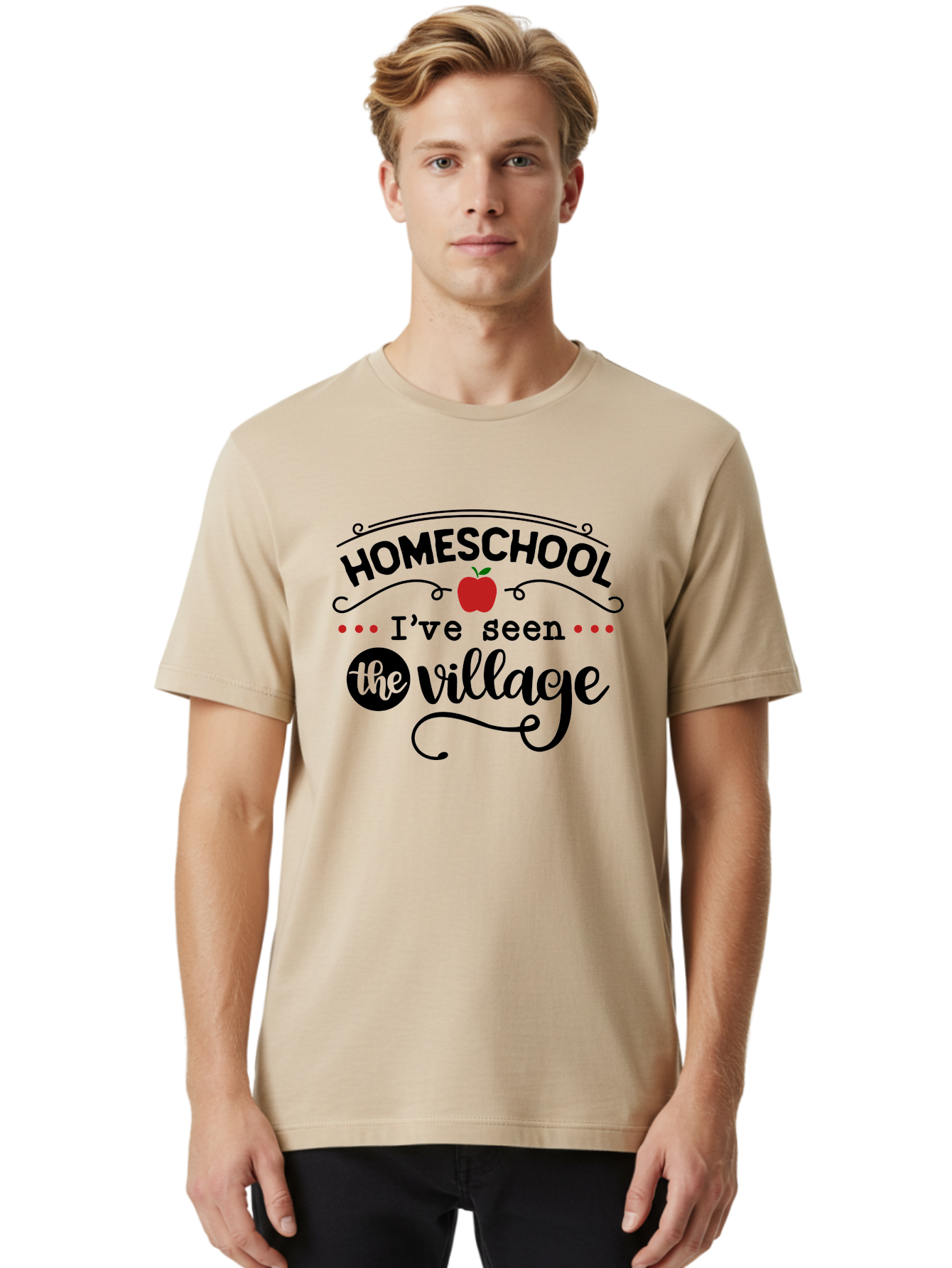 Homeschool-I-Ve-Seen-The-Village-3 Men'S Graphic Tee, 100% Cotton, Comfortable Casual Summer Wear, Machine Washable, Homeschool, Homeschooling, Village, Education, Learning, Parenting, Teaching, Homeschool Mom, Alternative Education, Aab344 16