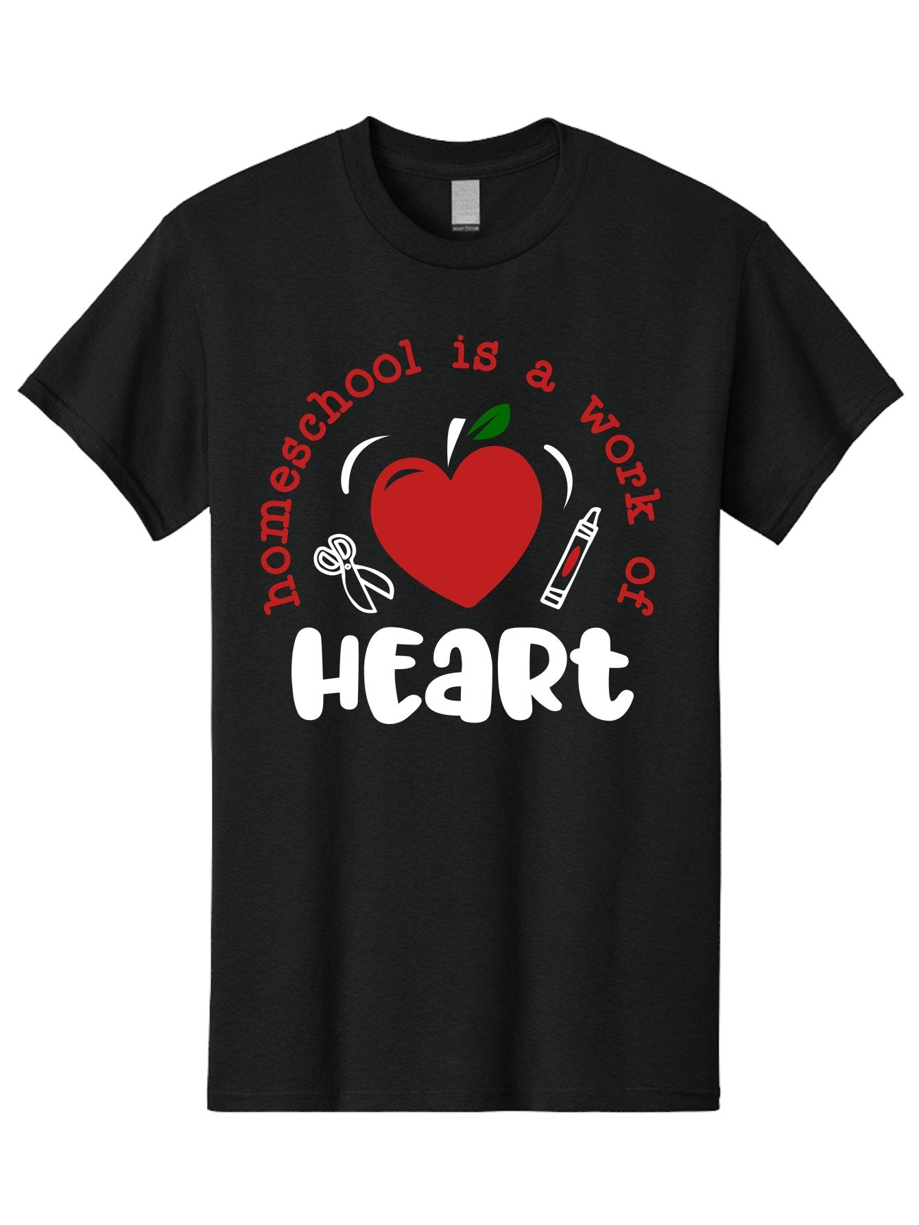 Homeschool-Is-A-Work-Of-Heart-1 Men'S Graphic Tee, 100% Cotton, Comfortable Casual Summer Wear, Machine Washable, Homeschooling, Heart-Shaped Apple, Educational Graphics, School Supplies, Red Crayon, Inspirational Quote, Home Education, Aab346 3