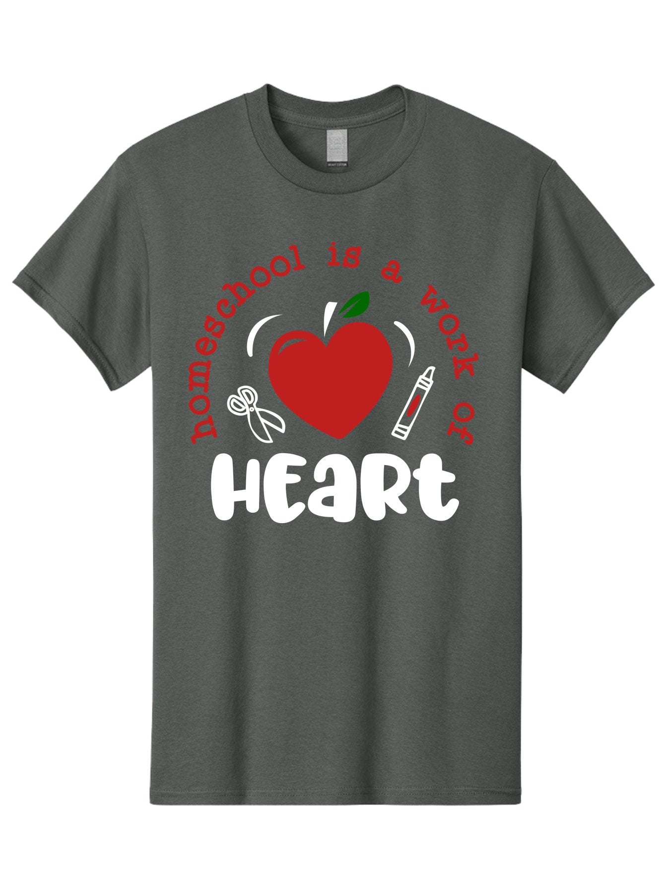 Homeschool-Is-A-Work-Of-Heart-1 Men'S Graphic Tee, 100% Cotton, Comfortable Casual Summer Wear, Machine Washable, Homeschooling, Heart-Shaped Apple, Educational Graphics, School Supplies, Red Crayon, Inspirational Quote, Home Education, Aab346 13