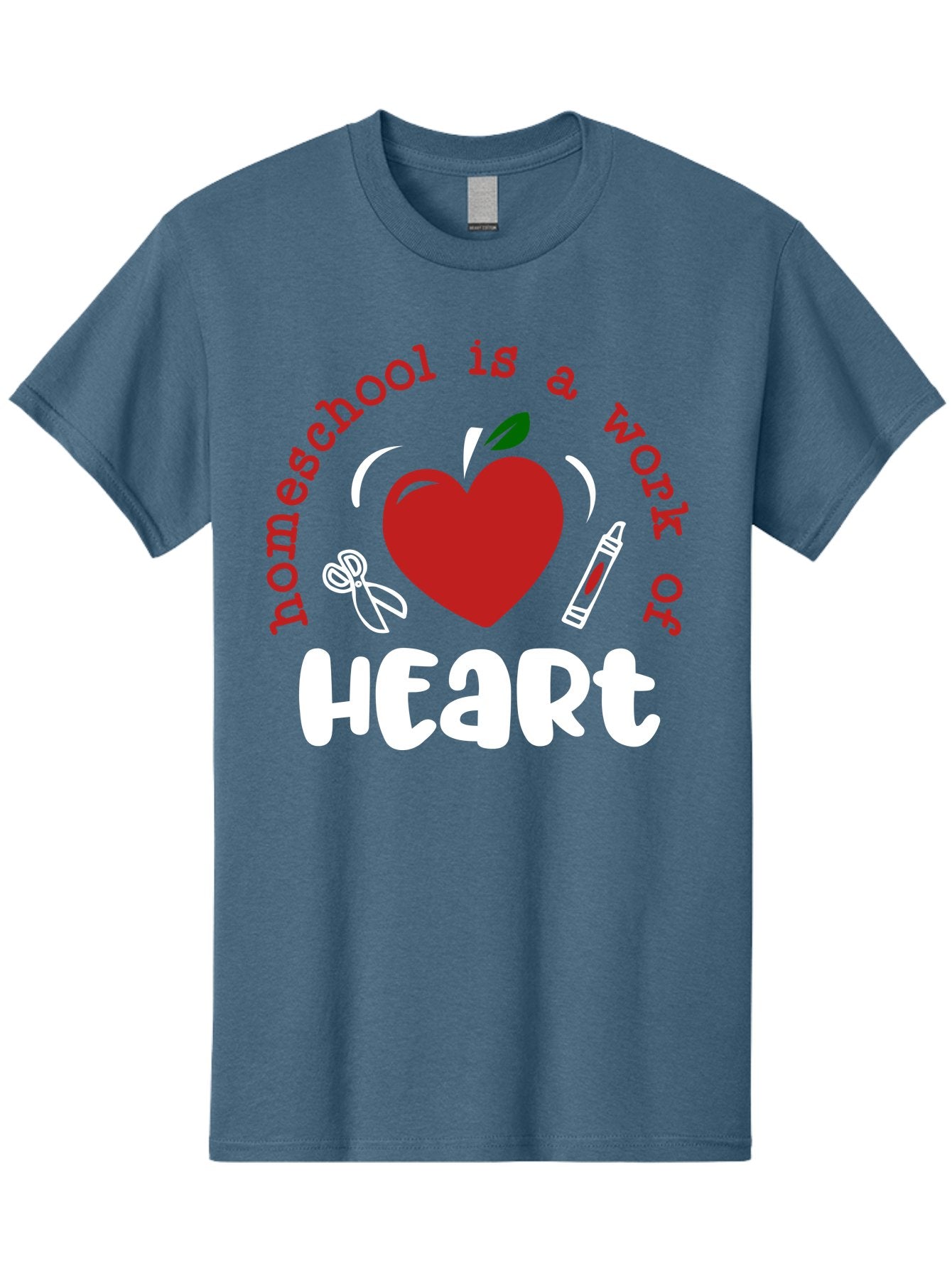Homeschool-Is-A-Work-Of-Heart-1 Men'S Graphic Tee, 100% Cotton, Comfortable Casual Summer Wear, Machine Washable, Homeschooling, Heart-Shaped Apple, Educational Graphics, School Supplies, Red Crayon, Inspirational Quote, Home Education, Aab346 8